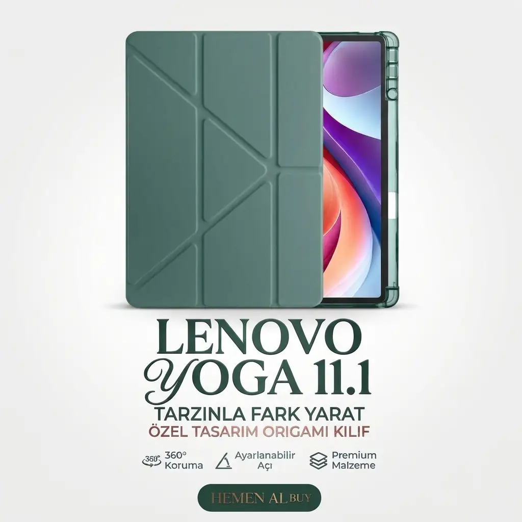 Fuchsia Lenovo Yoga Tab ile Uyumlu 11.1 nç Kalem Bölmeli Standlı Trifolding Tablet Kılıfı - Bordo
