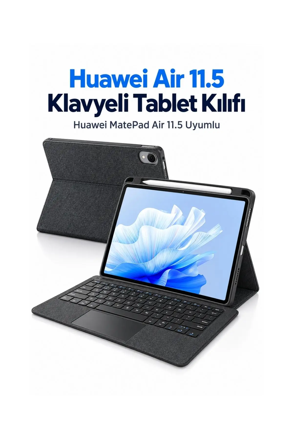 Fuchsia MatePad Air 11.5 DBY2 Uyumlu Klavyeli Tablet Kılıfı Trackpad 7 Renk Işıklı Ayrılabilir Klavye