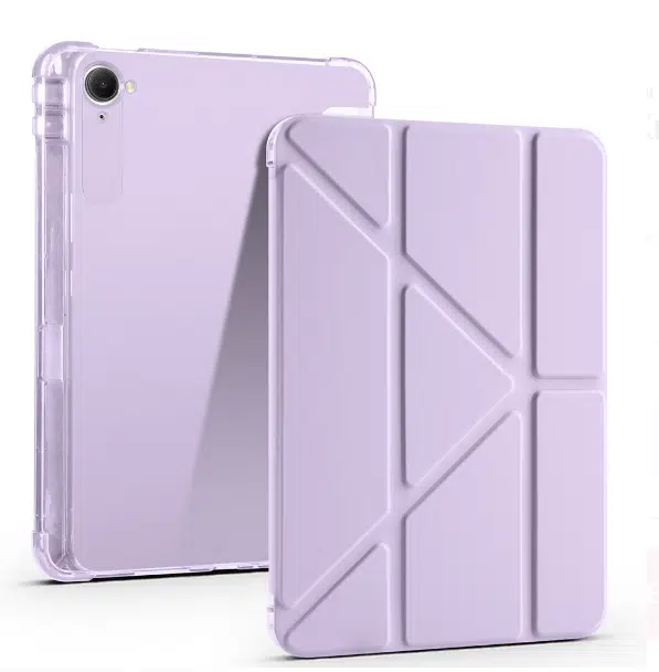 Fuchsia Xiaomi Pad Mini 8.8 inç ile Uyumlu Kalem Bölmeli Uyku Modlu Katlanabilir Trifolding Tablet Kılıfı - Lila
