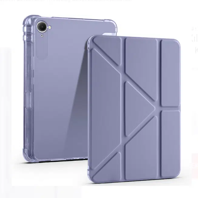 Fuchsia Xiaomi Pad Mini 8.8 inç ile Uyumlu Kalem Bölmeli Uyku Modlu Katlanabilir Trifolding Tablet Kılıfı - Mor