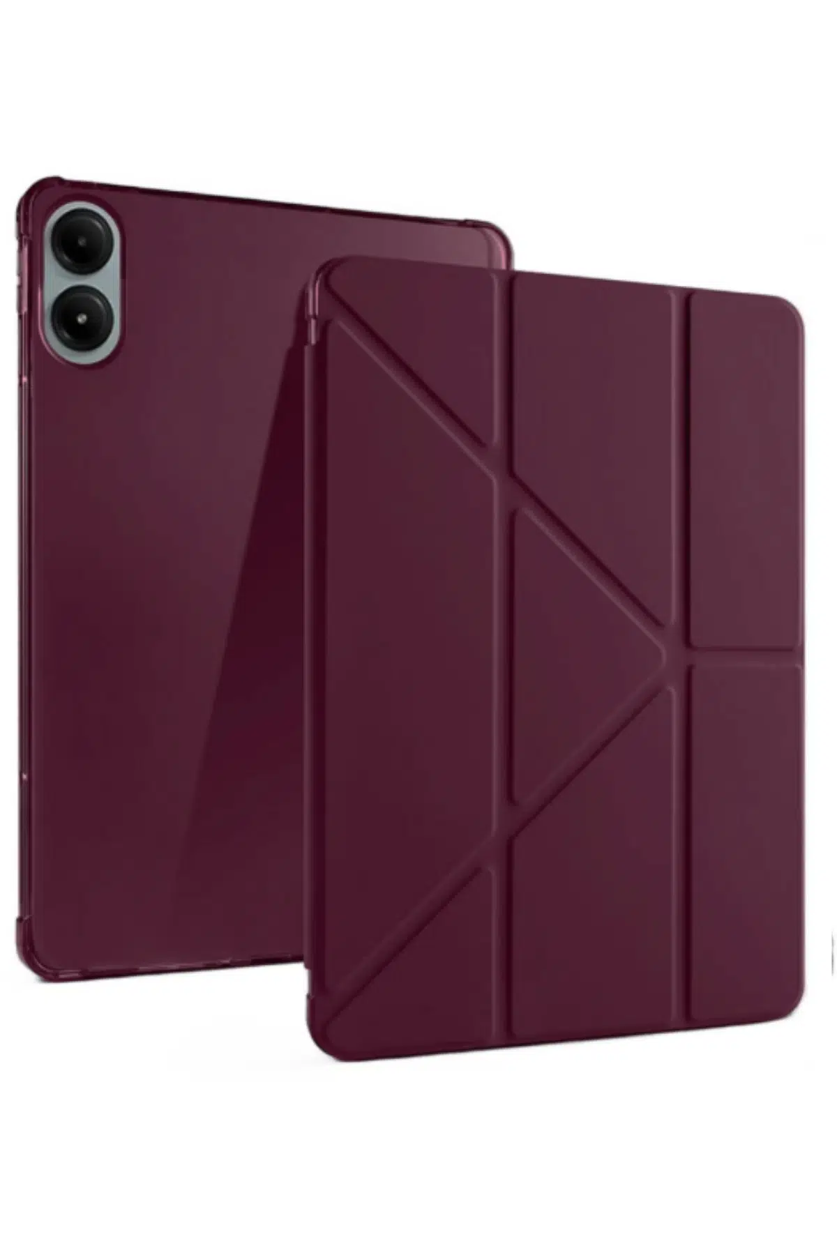 Fuchsia Redmi Pad Pro 12.1 Xiaomi ile Uyumlu Tablet Kılıf Kalem Bölmeli Uyku Modlu Standlı Trifolding Kılıf - Mor