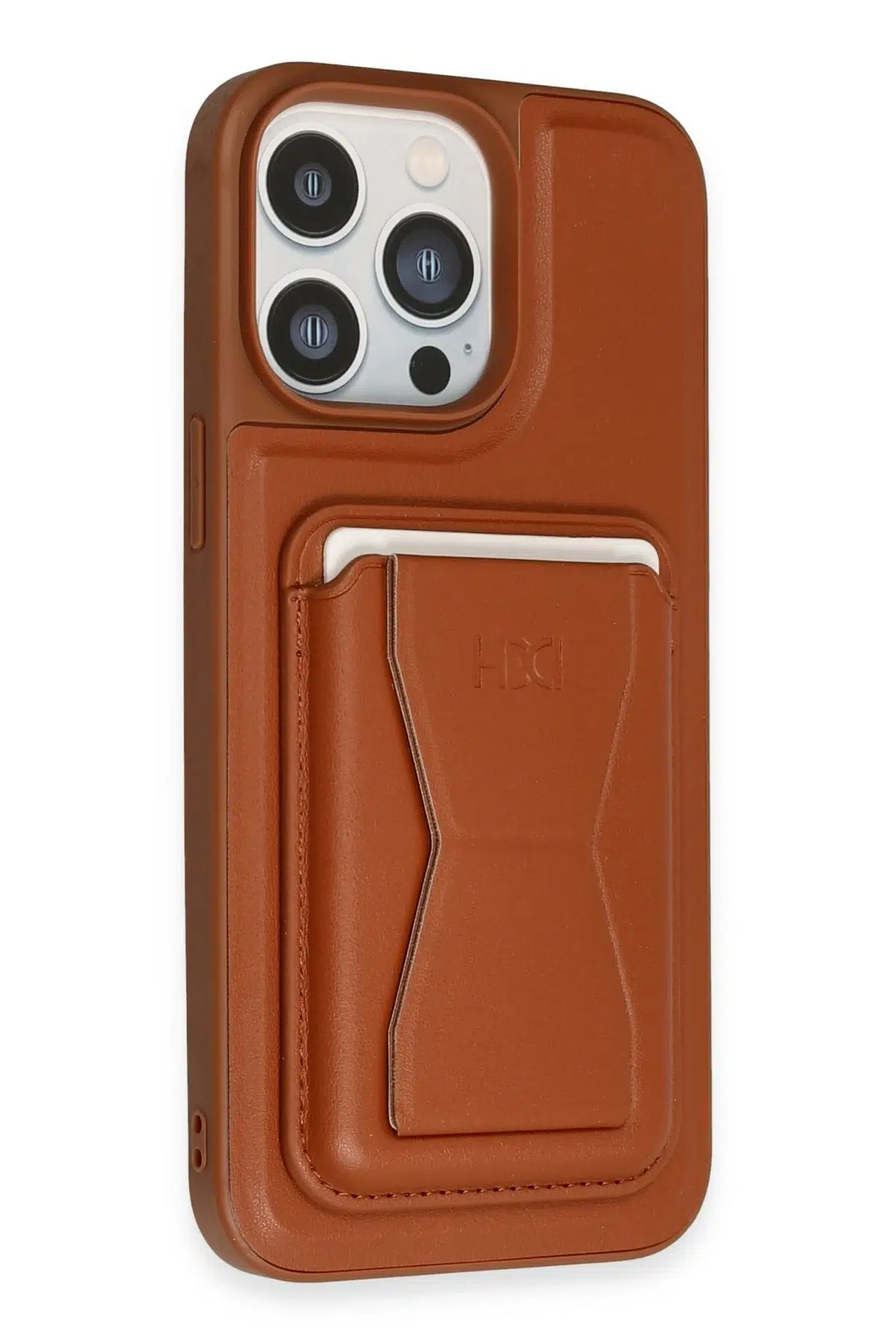 HDD Apple iPhone 14 Pro Kılıf HD Deri Luxury Magnet Kartvizitli Kapak - Kahverengi