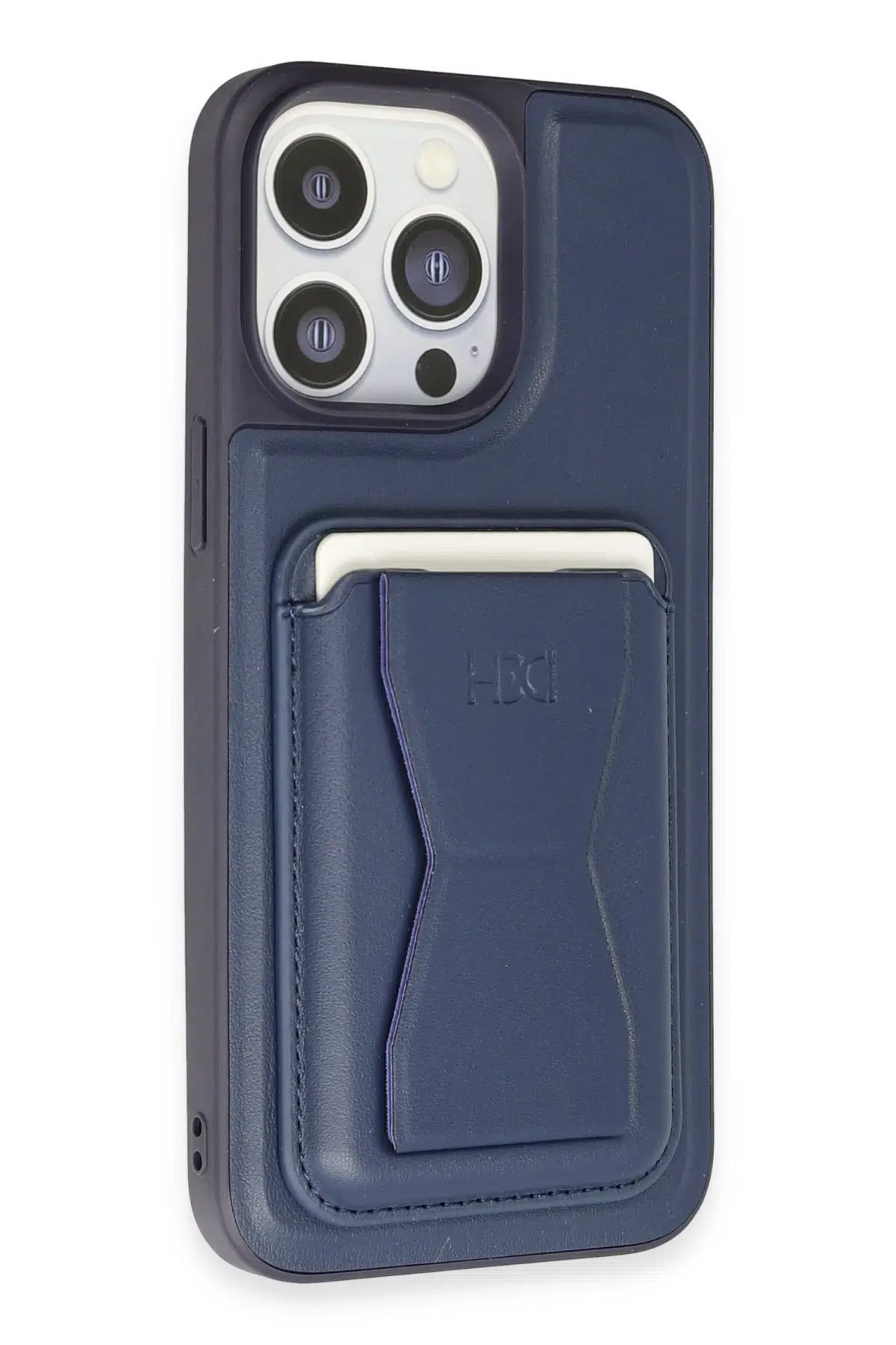 HDD Apple iPhone 14 Pro Kılıf HD Deri Luxury Magnet Kartvizitli Kapak - Lacivert