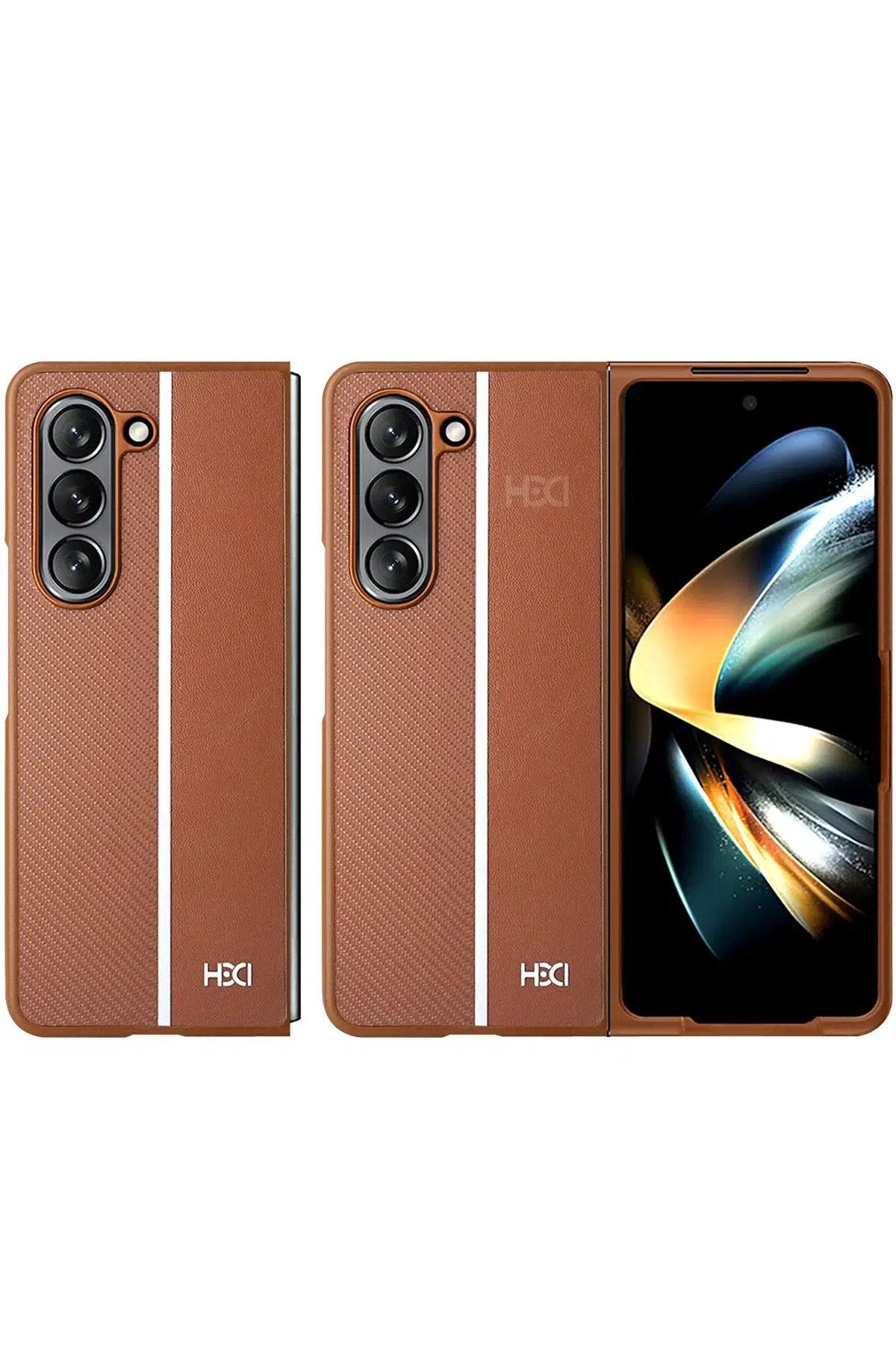 HDD Samsung Galaxy Z Fold 5 Kılıf HBC-155 Lizbon Kapak - Kahverengi