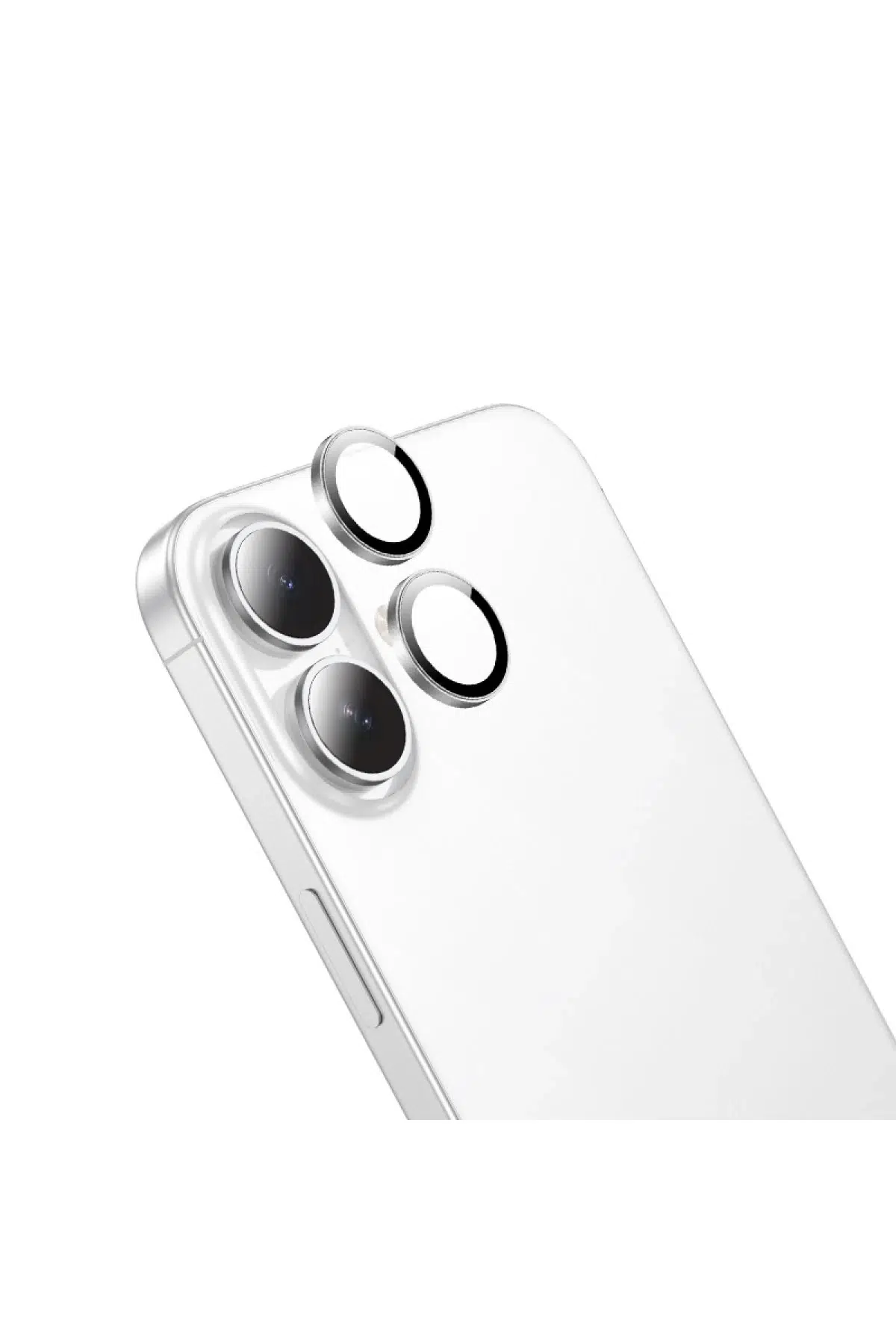 Hoco. Apple ile Uyumlu iPhone 16 3D Metal Frame Kamera Lens - Gümüş