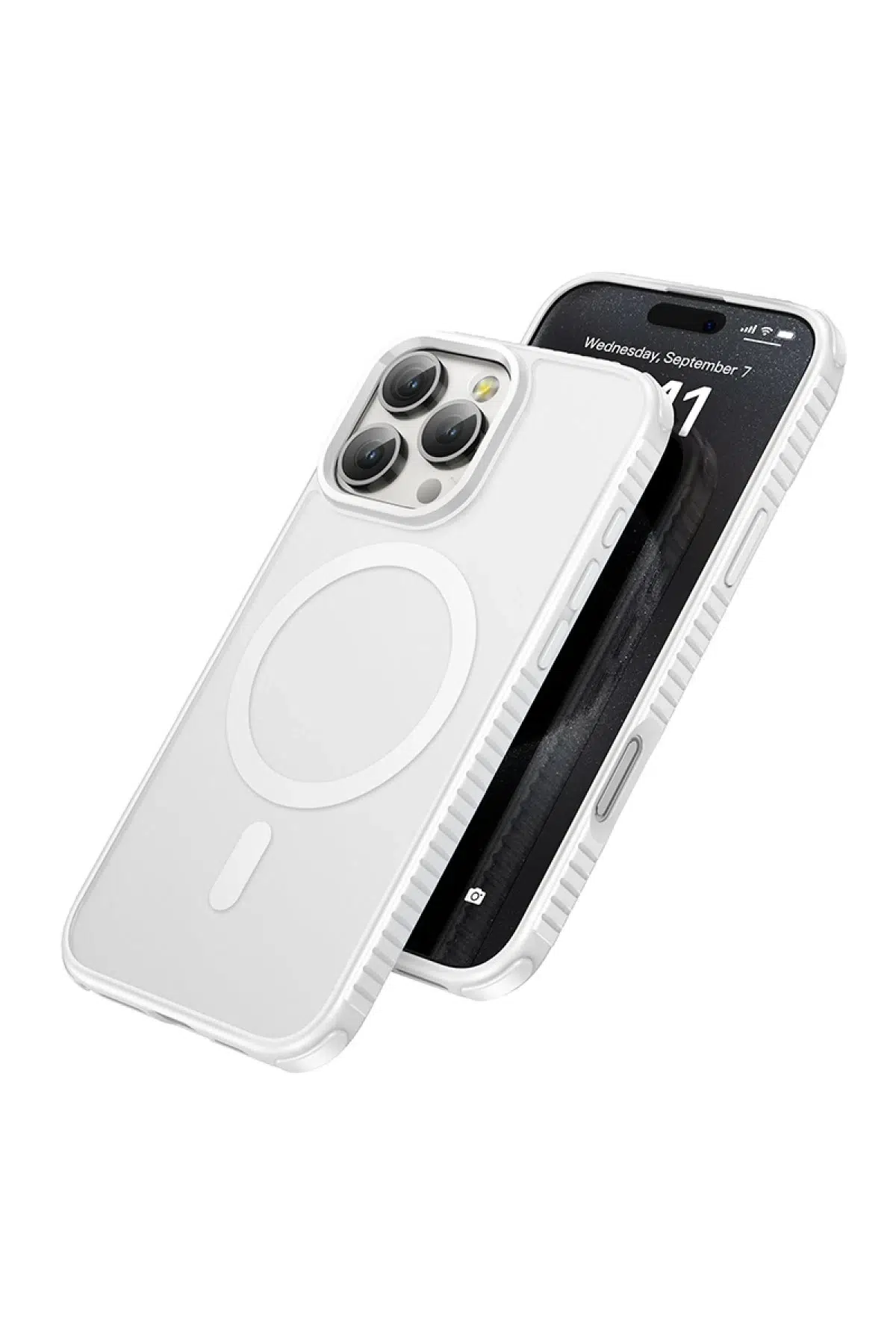 Hoco. iPhone 16 Pro Armour Antishock Protective Magsafe Kapak - Beyaz