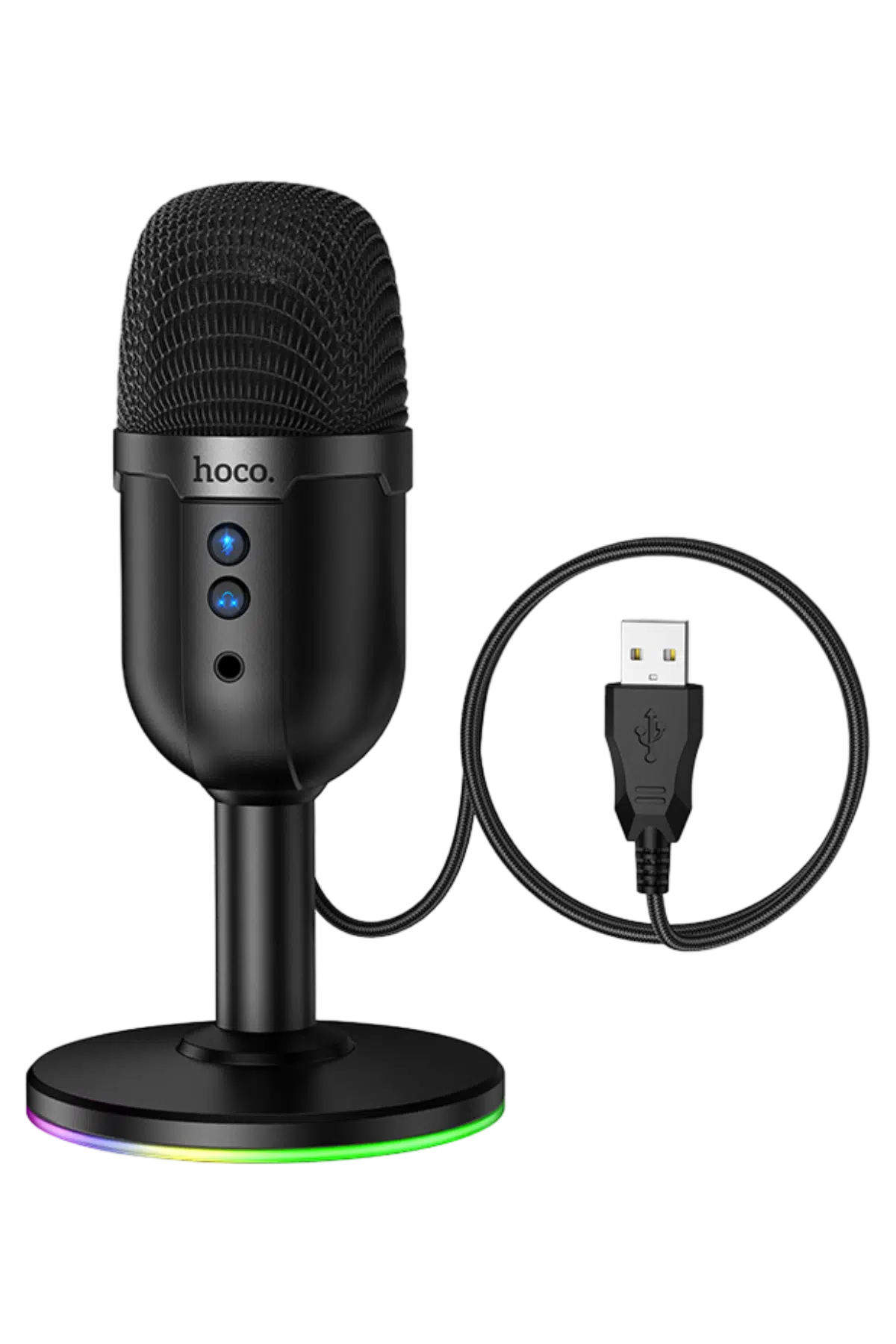 Hoco. L25 Bright 360 Derece RGB USB Yayıncı Masaüstü Mikrofonu - Siyah