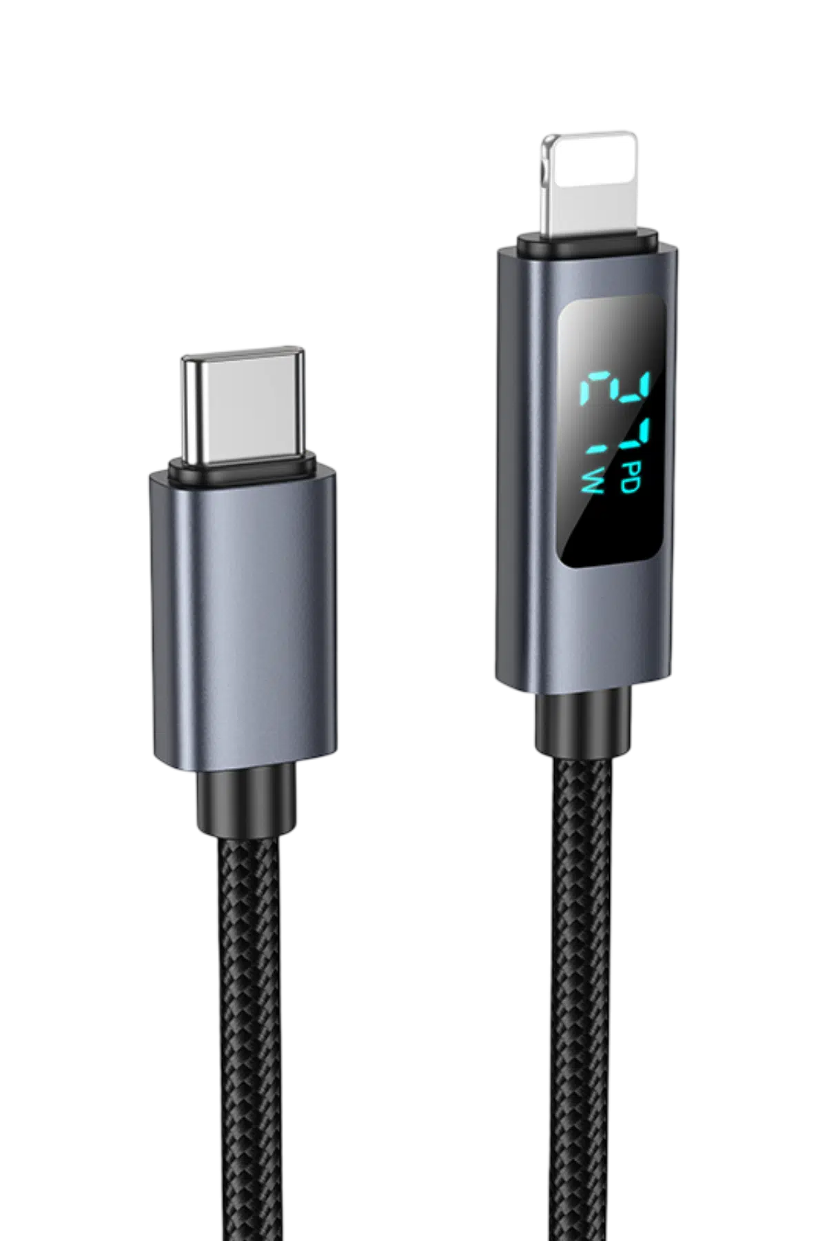 Hoco. X112 1M 27W Dijital Ekranlı Lightning to Type-C PD Şarj ve Data Kablosu - Siyah