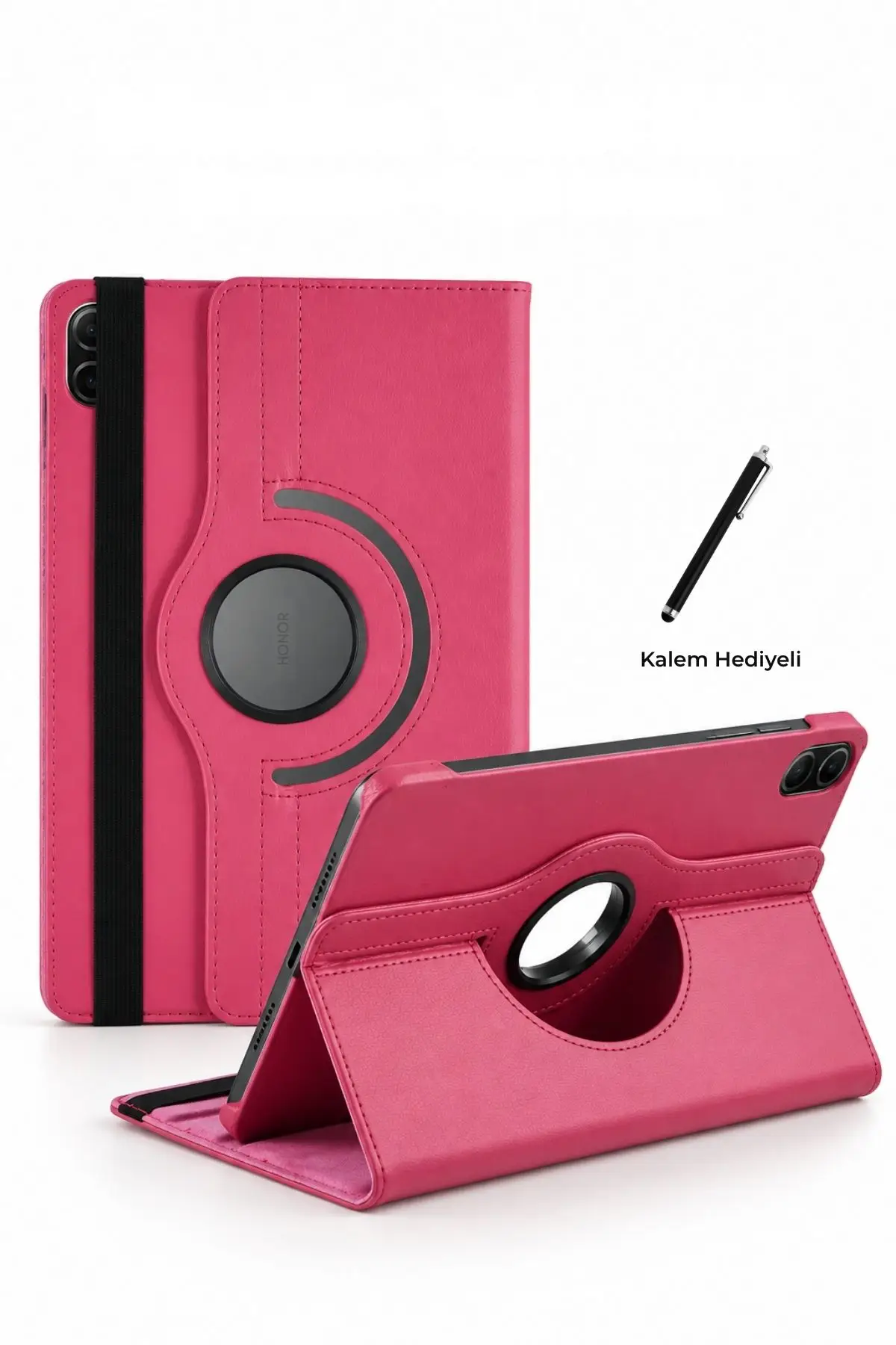 Honor Pad X8A 11 inç Kılıf 360° Dönebilen Uyku Modlu Standlı Pu Deri Premium Kapaklı Tablet Kılıfı - Pembe