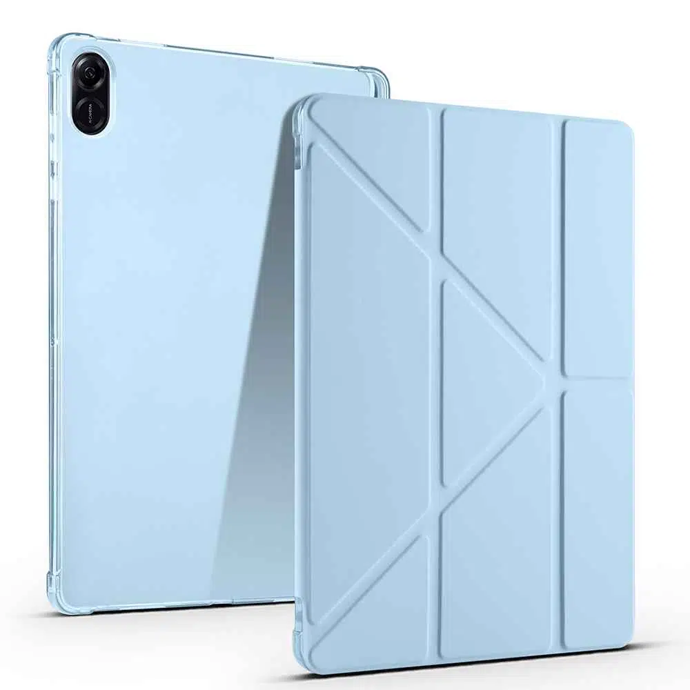 Fuchsia Honor Pad X8A 11 inç ile Uyumlu Kalem Bölmeli Uyku Modlu Standlı Trifolding Tablet Kılıfı - Mavi