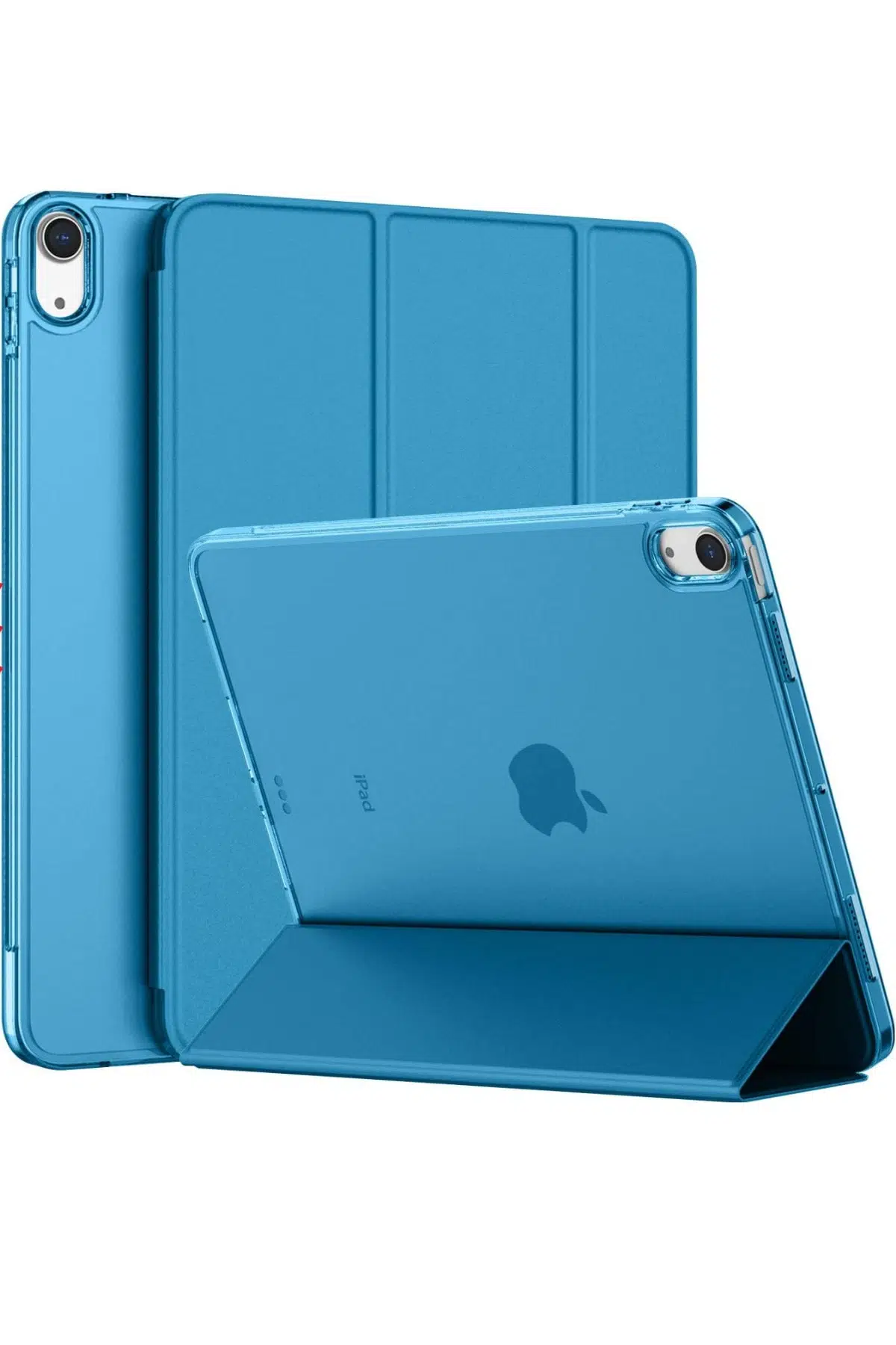 iPad 10.9 inç 10.Nesil ile Uyumlu Fuchsia Smart Cover Standlı Katlanabilir Akıllı Tablet Kılıfı - Mavi