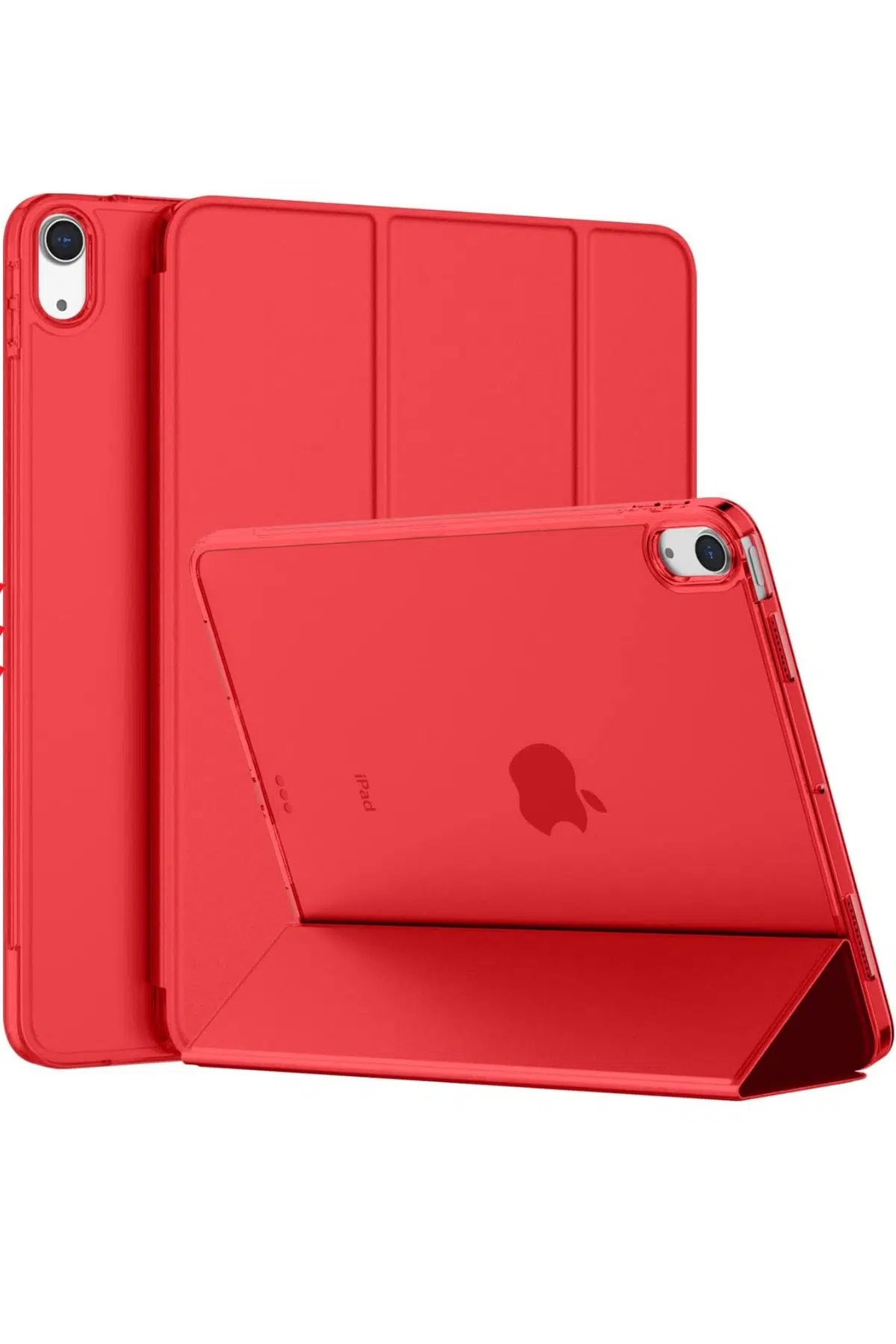 iPad 10.9 inç 10.Nesil ile Uyumlu Fuchsia Smart Cover Standlı Katlanabilir Akıllı Tablet Kılıfı - Kırmızı