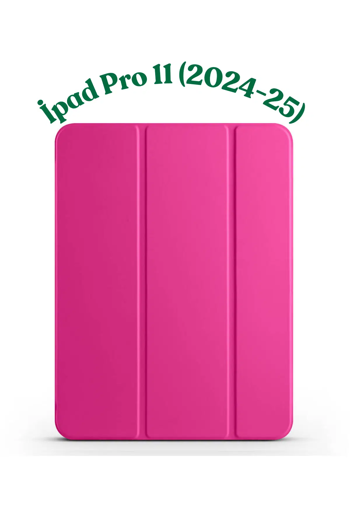Fuchsia iPad Pro 11" M4 - 2024 ile Uyumlu Smart Cover Kalemlik Bölmeli Standlı Tablet Kılıfı - Pembe