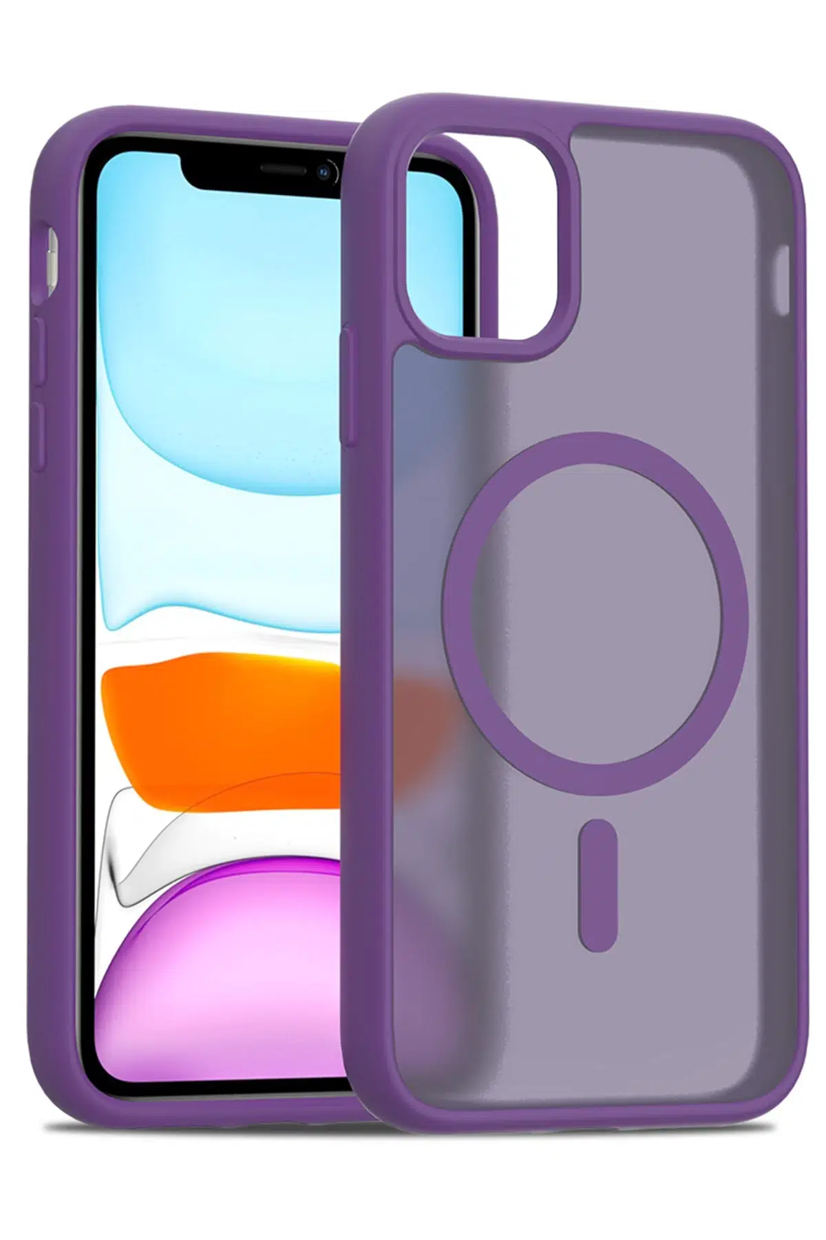Fuchsia iPhone 12 ile Uyumlu Jota Kablosuz Şarj Özellikli Kapak - Derin Mor