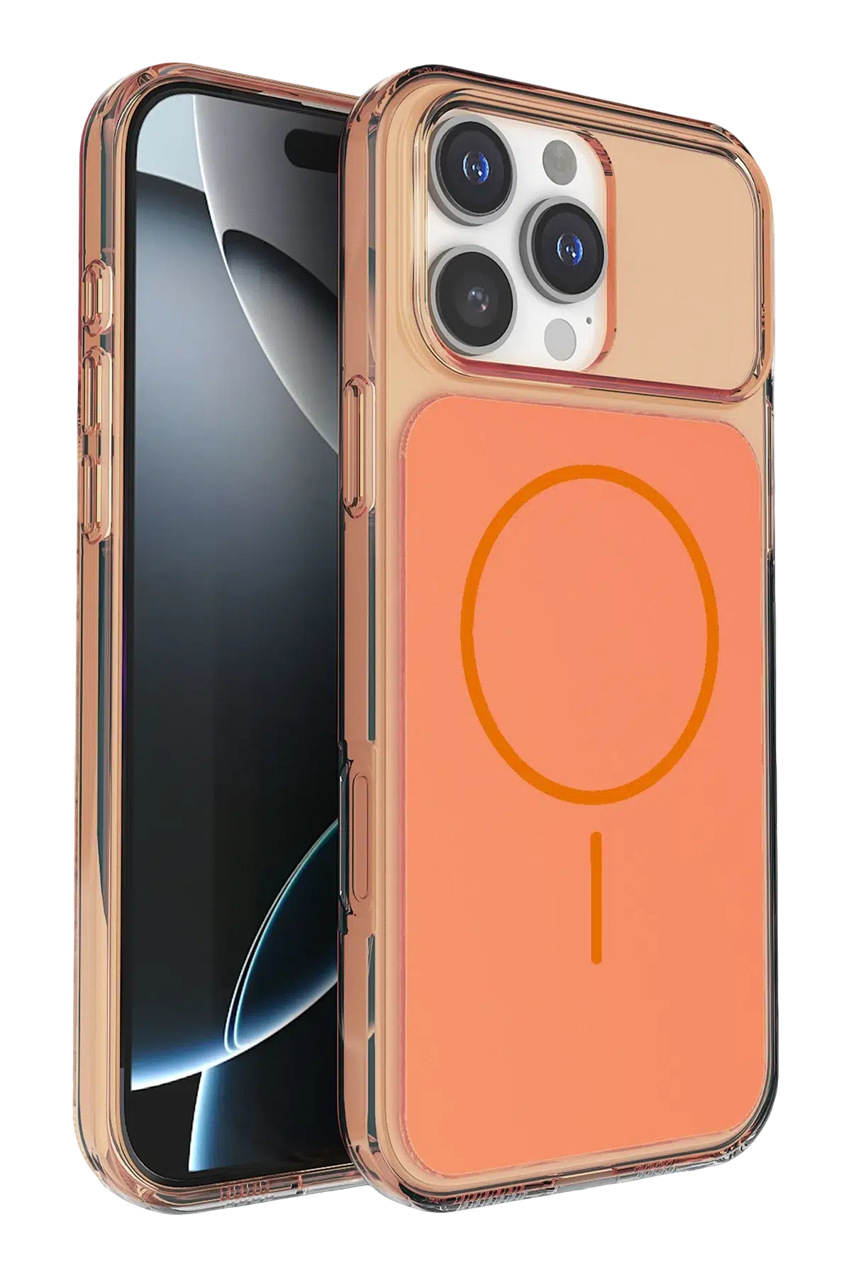 Fuchsia iPhone 16 Pro Max ile Uyumlu Bruma Magsafe Kapak - Turuncu