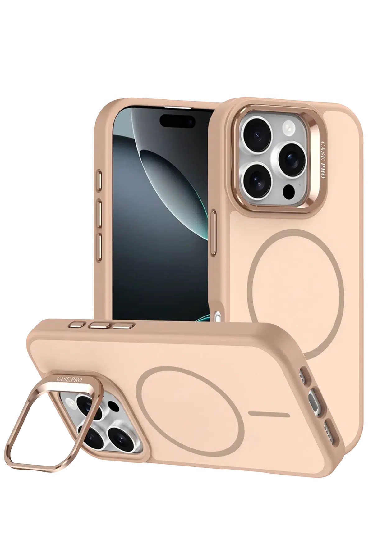 Fuchsia iPhone 16 Pro Max ile Uyumlu Flexa Magsafe Kapak - Gold