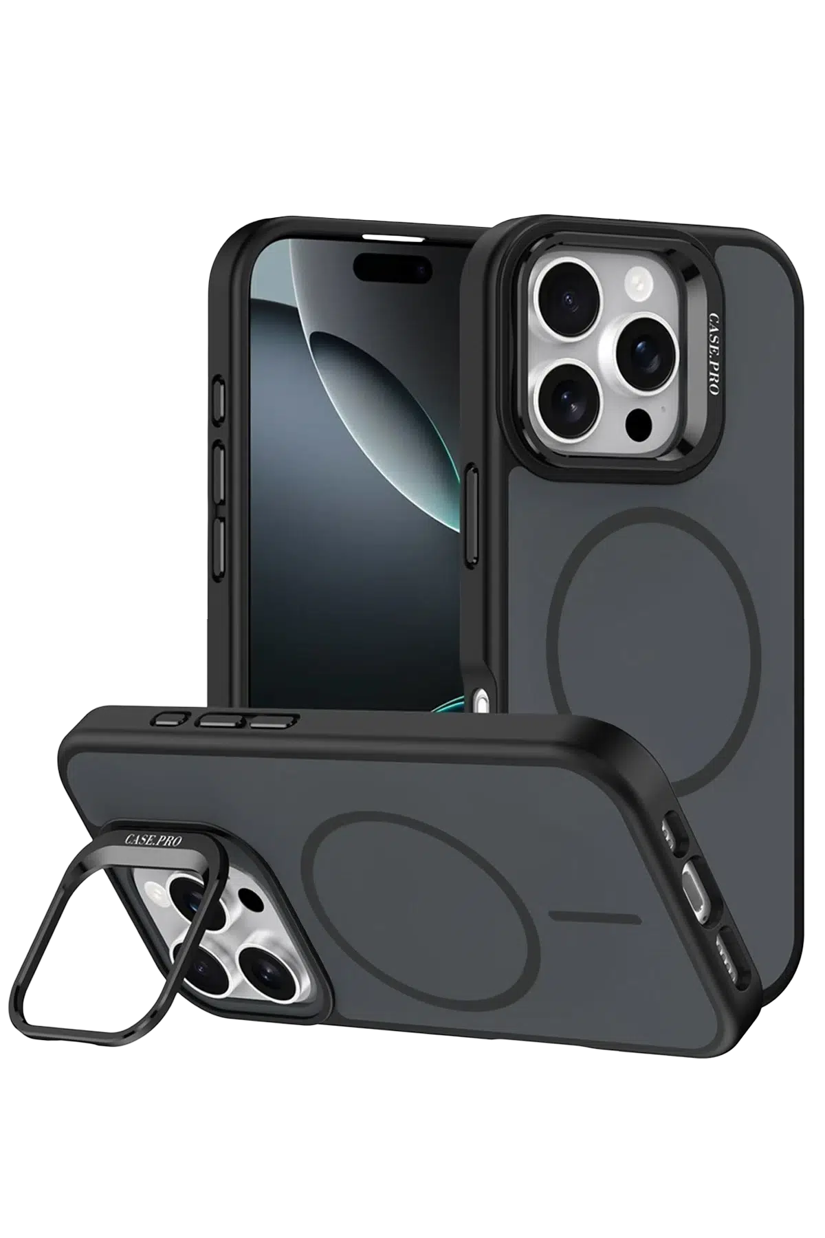 Fuchsia iPhone 16 Pro Max ile Uyumlu Flexa Magsafe Kapak - Siyah