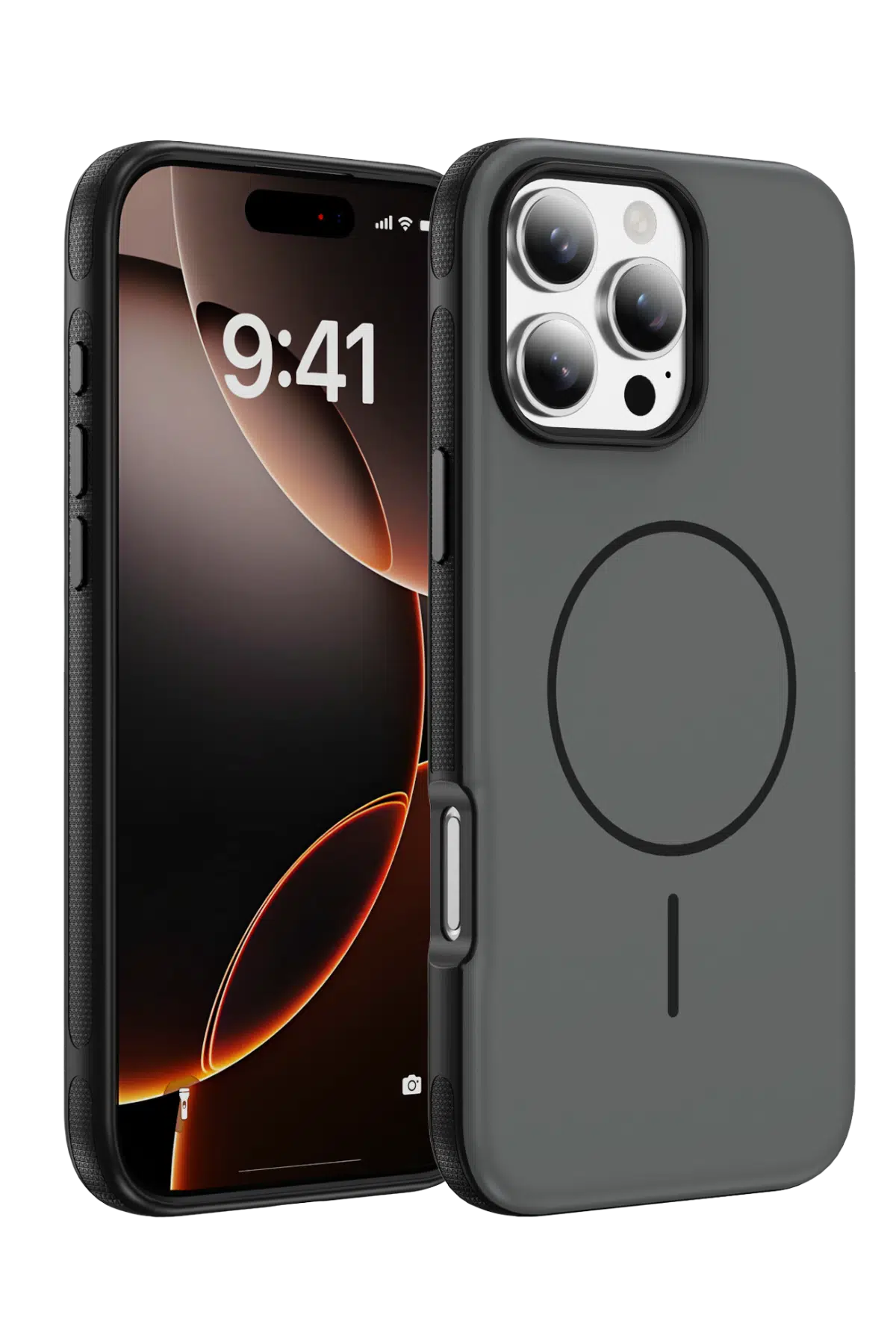 Fuchsia Apple ile Uyumlu iPhone 16 Pro Max Neksa MagneticSave Kapak - Siyah