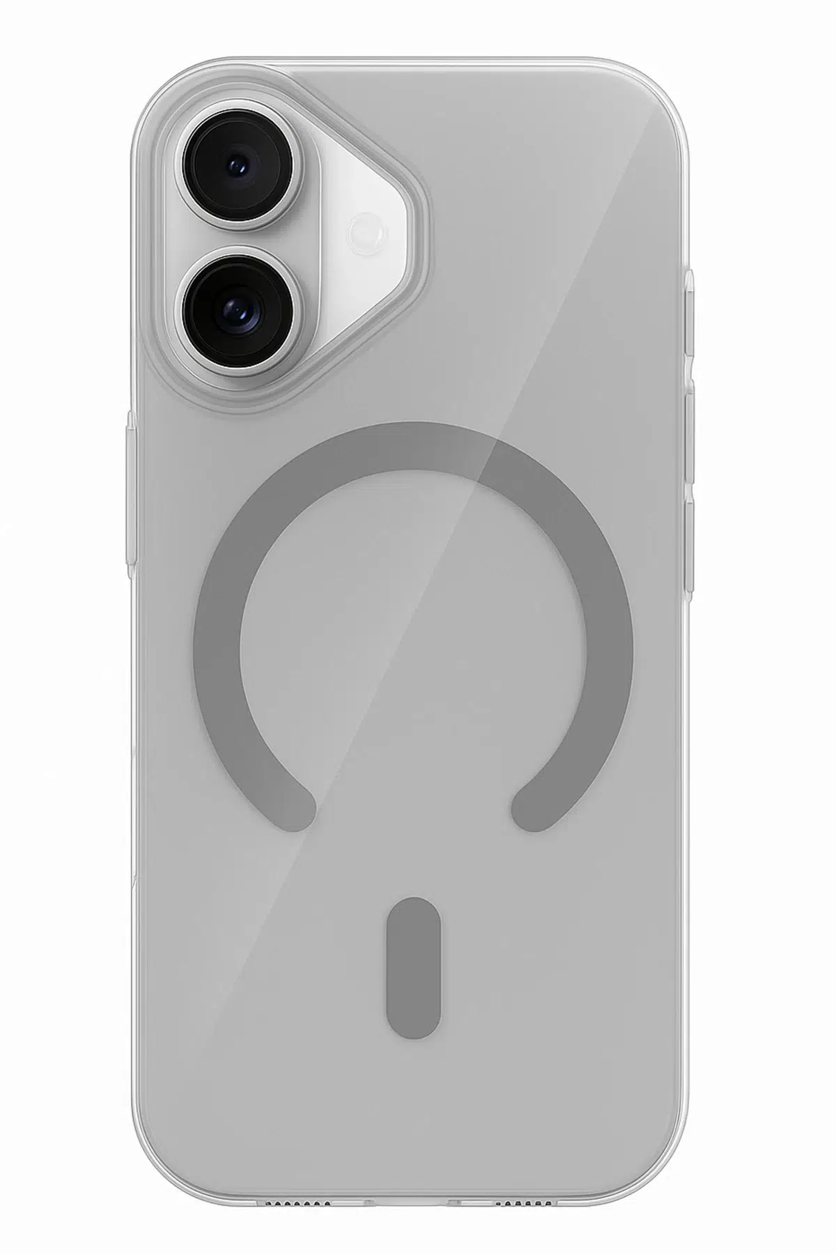 Fuchsia Apple iPhone 17 PC Blank Magsafe Uyumlu Kapak - Natural Grey