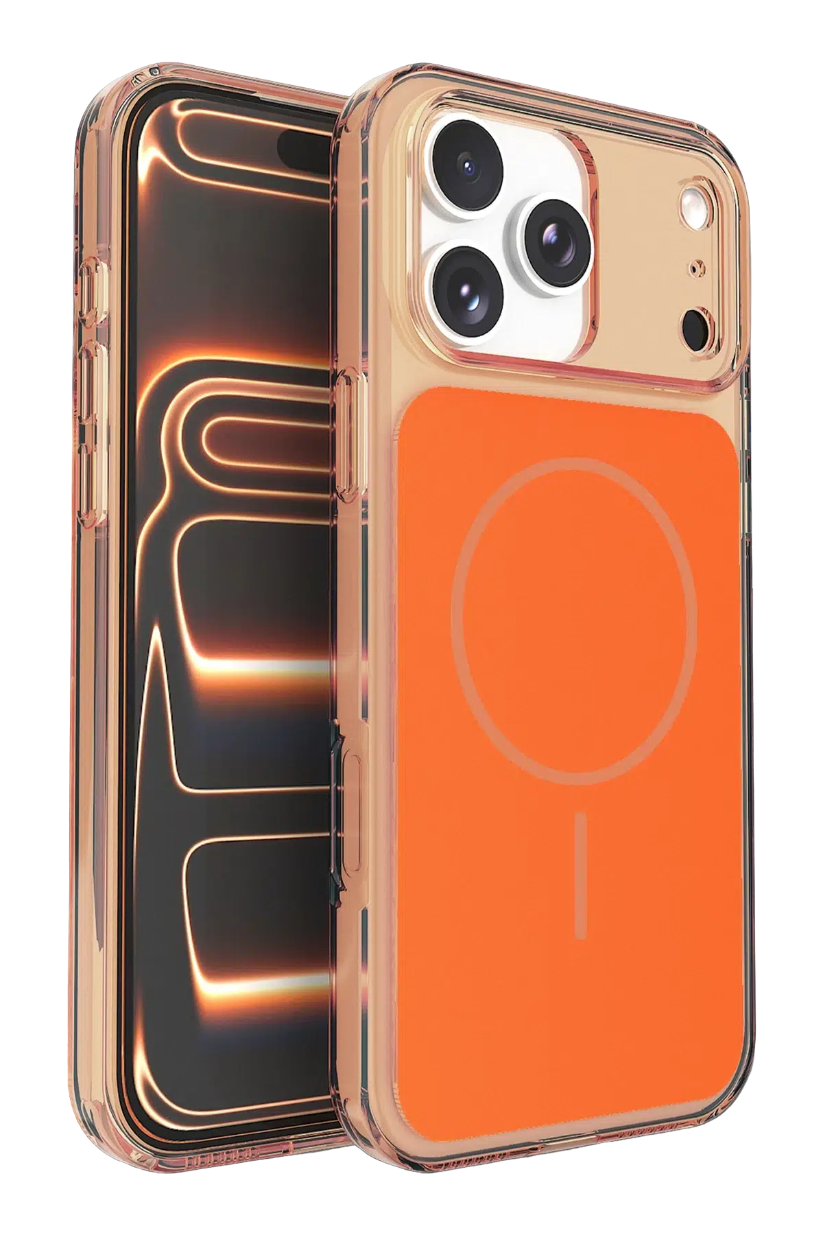 Fuchsia iPhone 17 Pro ile Uyumlu Bruma Magsafe Kapak - Turuncu