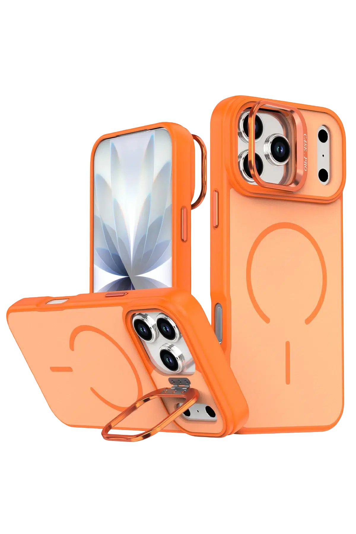 Fuchsia iPhone 17 Pro ile Uyumlu Flexa Magsafe Kapak - Turuncu