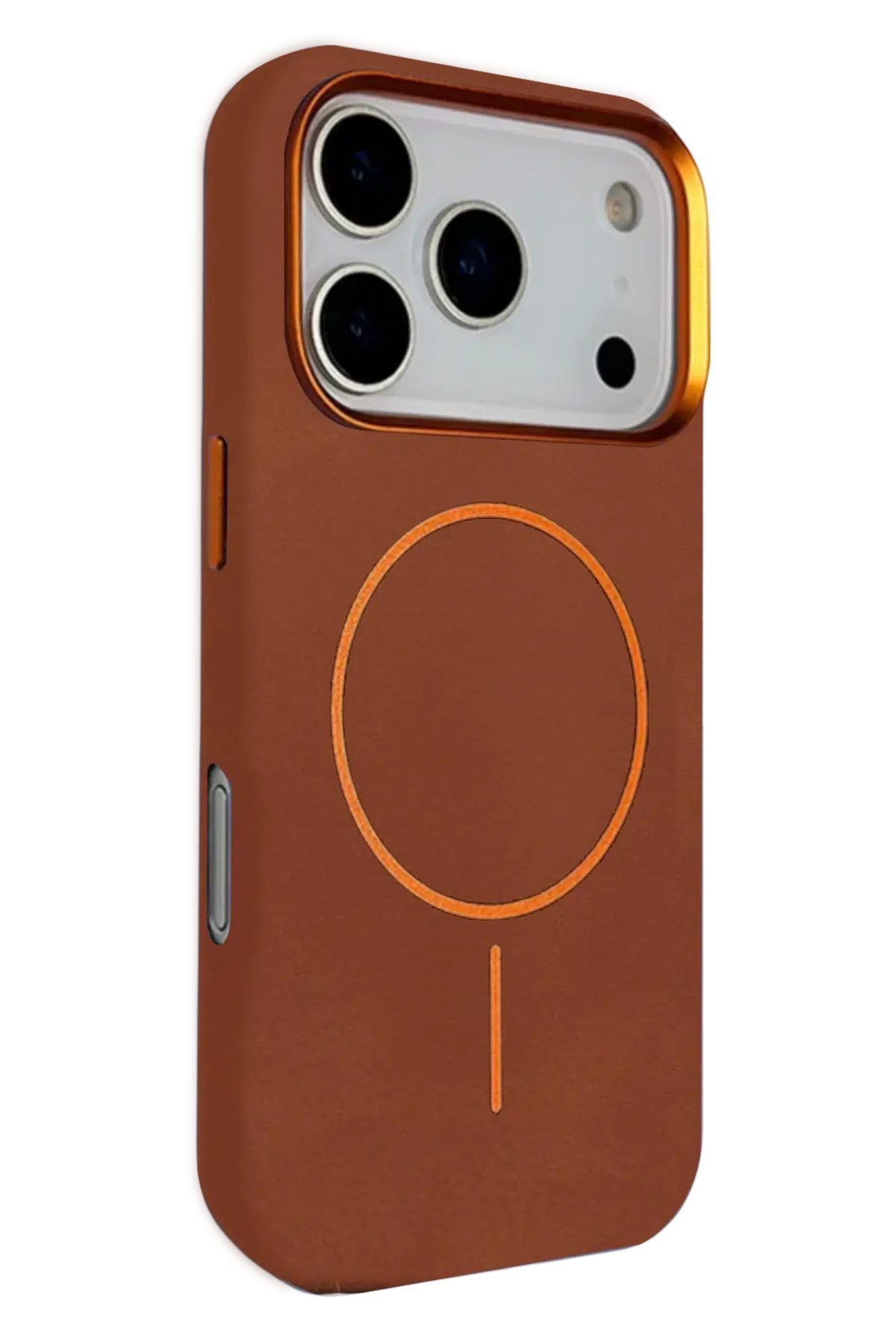 Fuchsia iPhone 17 Pro ile Uyumlu Luno Deri Magsafe Kapak - Kahverengi