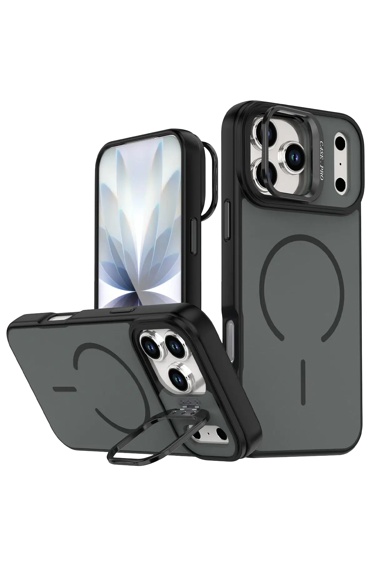 Fuchsia iPhone 17 Pro Max ile Uyumlu Flexa Magsafe Kapak - Siyah