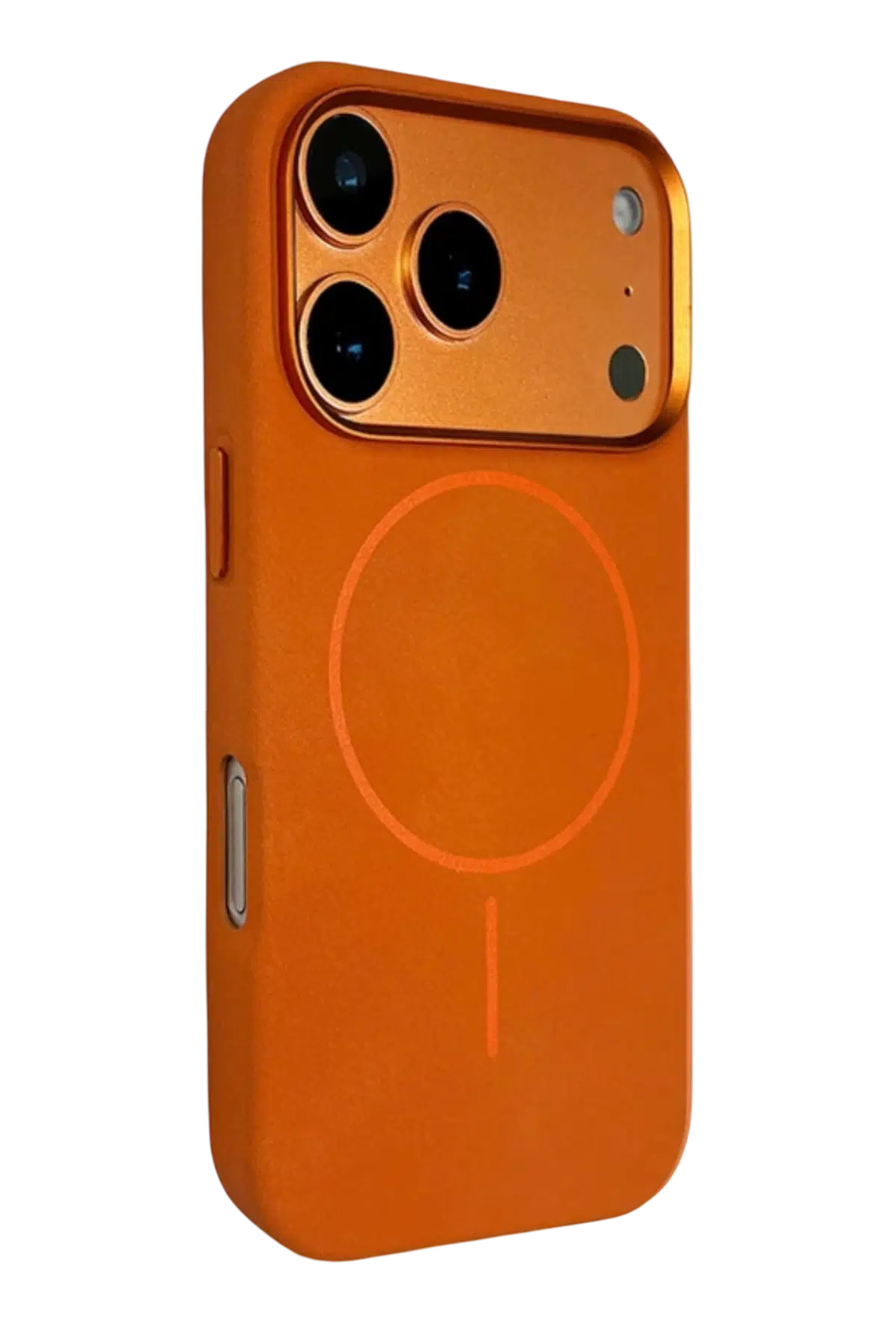 Fuchsia iPhone 17 Pro Max ile Uyumlu Luno Deri Magsafe Kapak - Turuncu