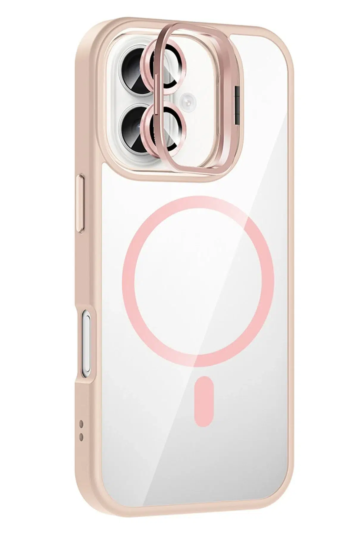Apple iPhone 17 Remim Lensli Magsafe Standlı Kapak - Pembe