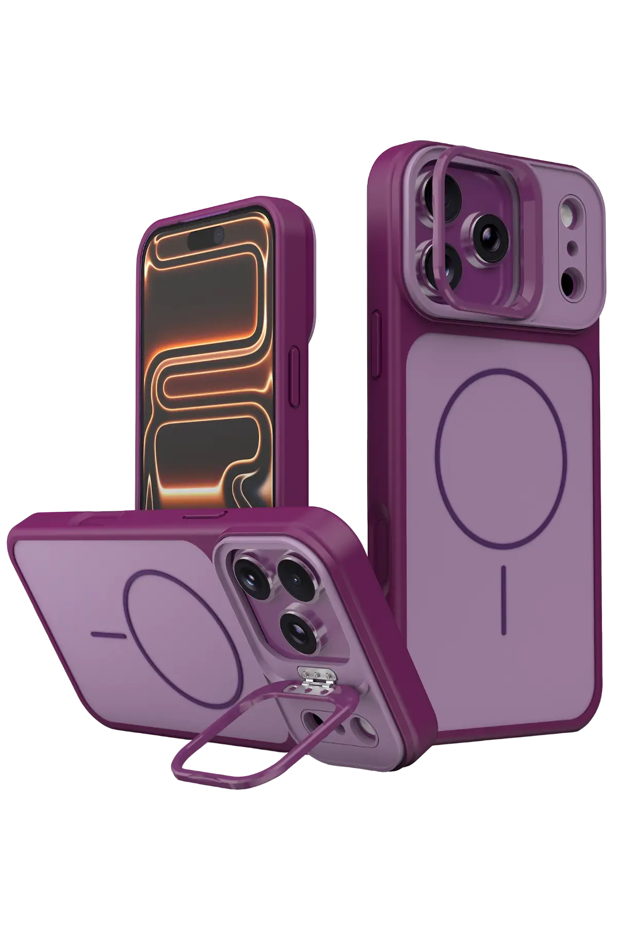 Fuchsia Apple ile Uyumlu iPhone 18 Pro Max Pale MagneticSave Standlı Kapak - Bordo