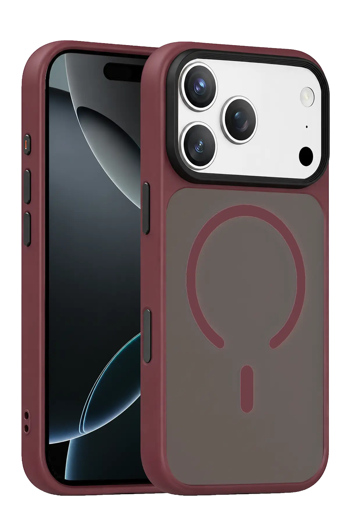 Fuchsia Apple ile Uyumlu iPhone 18 Pro Megane MagneticSave Kapak - Bordo