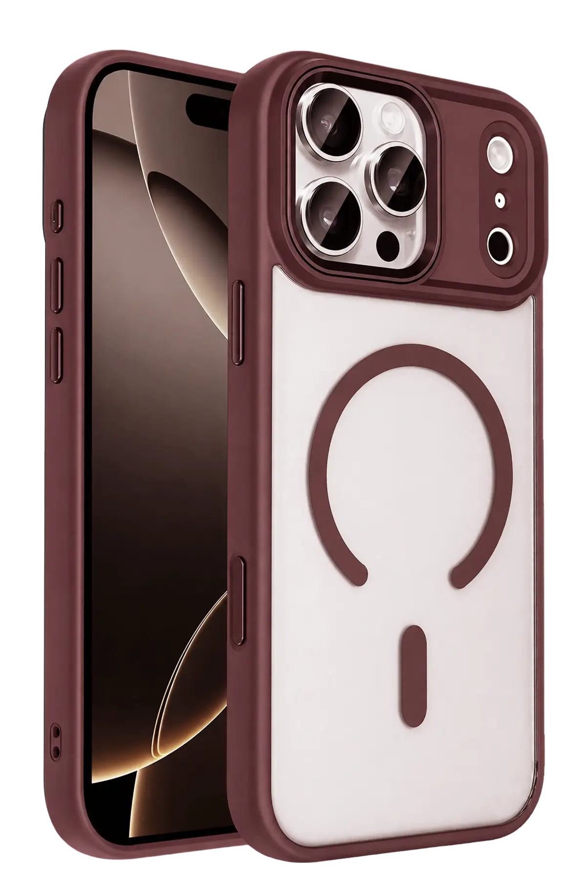 Fuchsia Apple ile Uyumlu iPhone 18 Pro Terea MagneticSave Kapak - Bordo