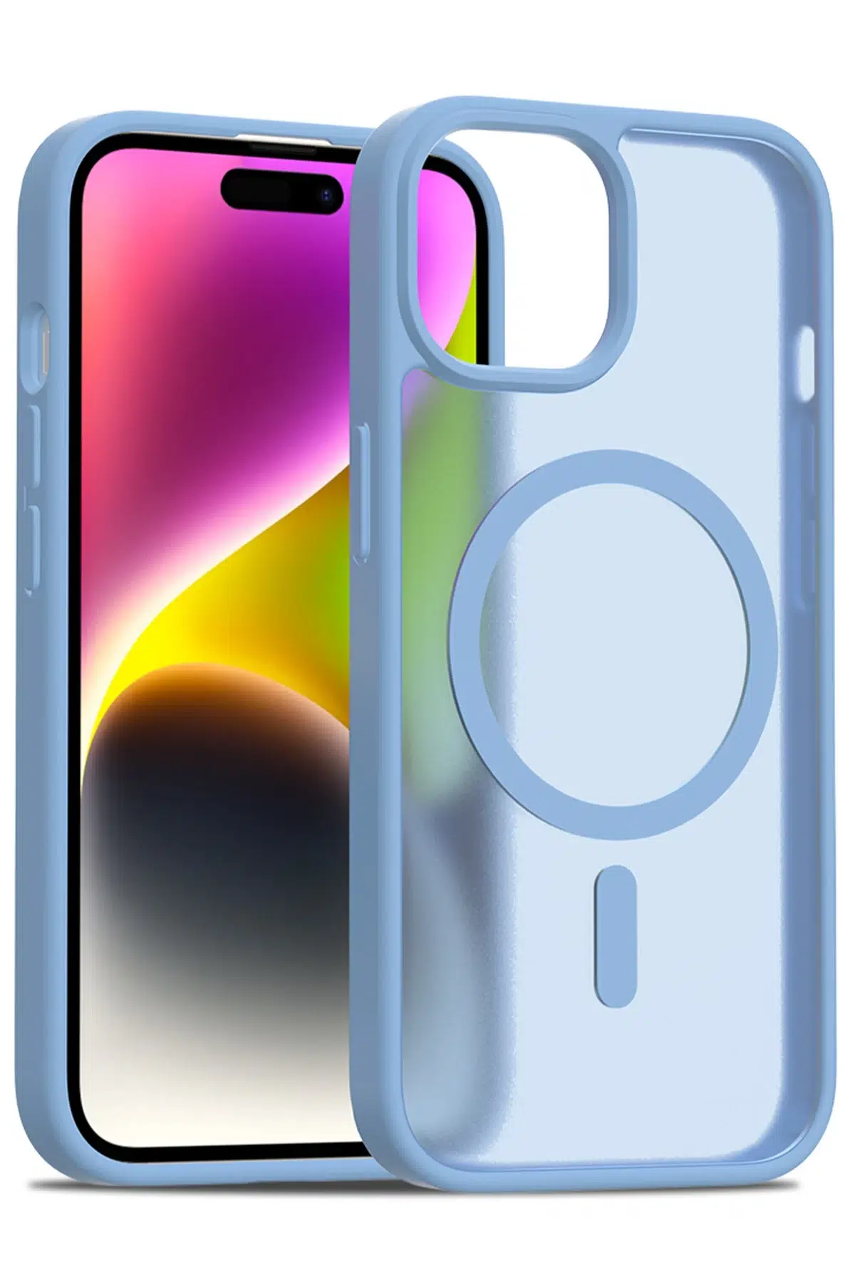 Fuchsia iPhone 15 Jota Magsafe Uyumlu Kapak - Açık Mavi