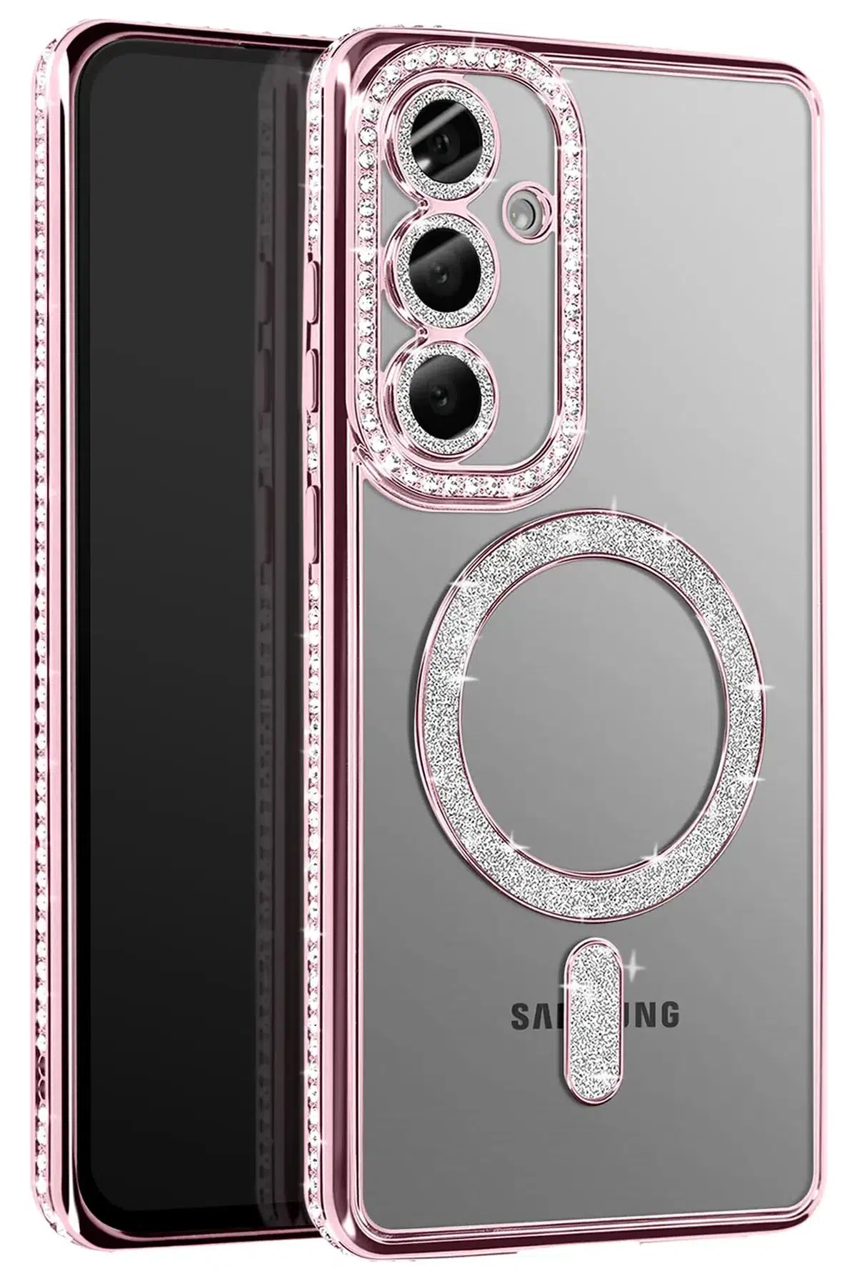 Joko Samsung Galaxy A57 5G Joke Simli Magneticsafe Kılıf - Pembe