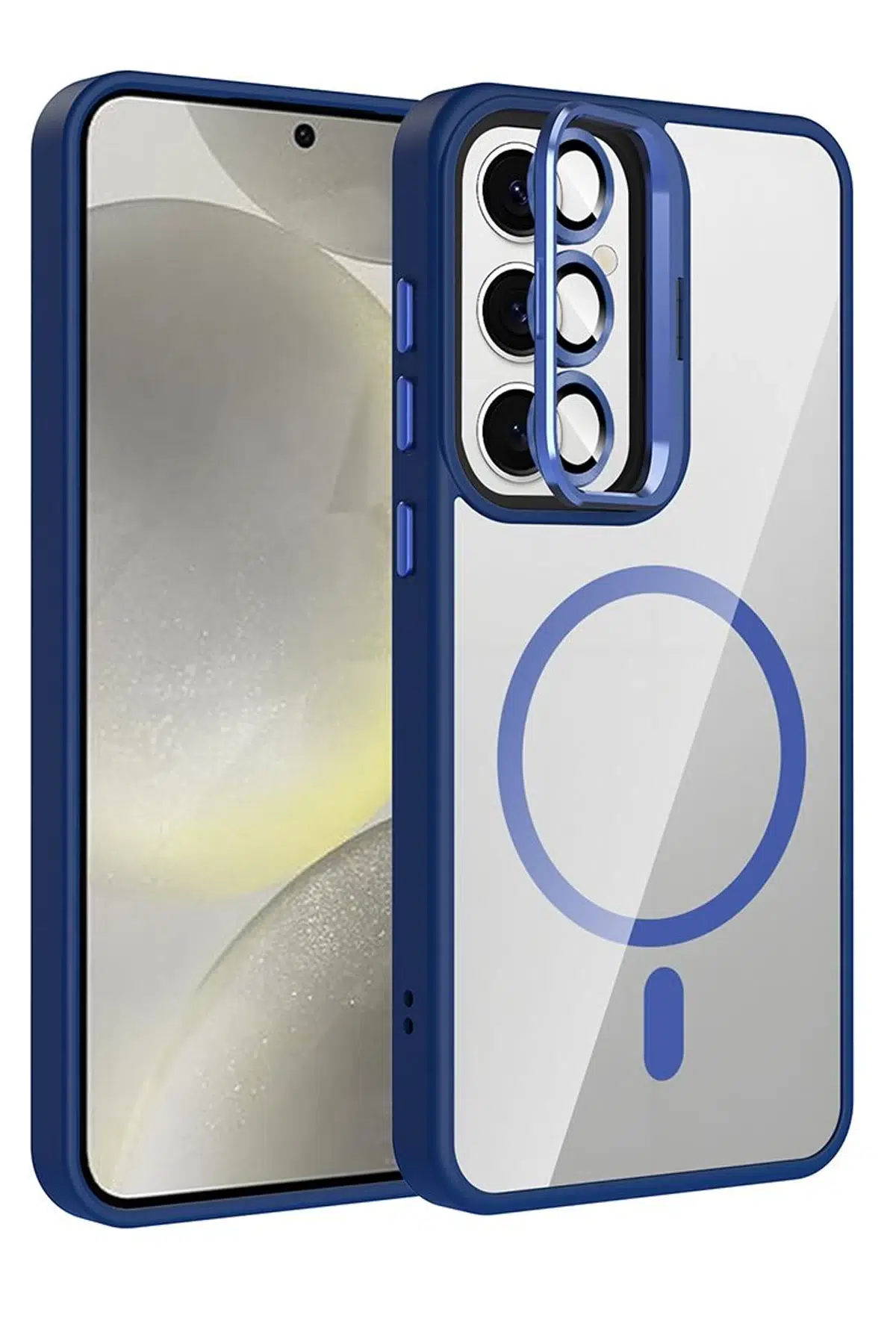 Samsung Galaxy S24 FE Remim Lensli Magsafe Standlı Kapak - Lacivert