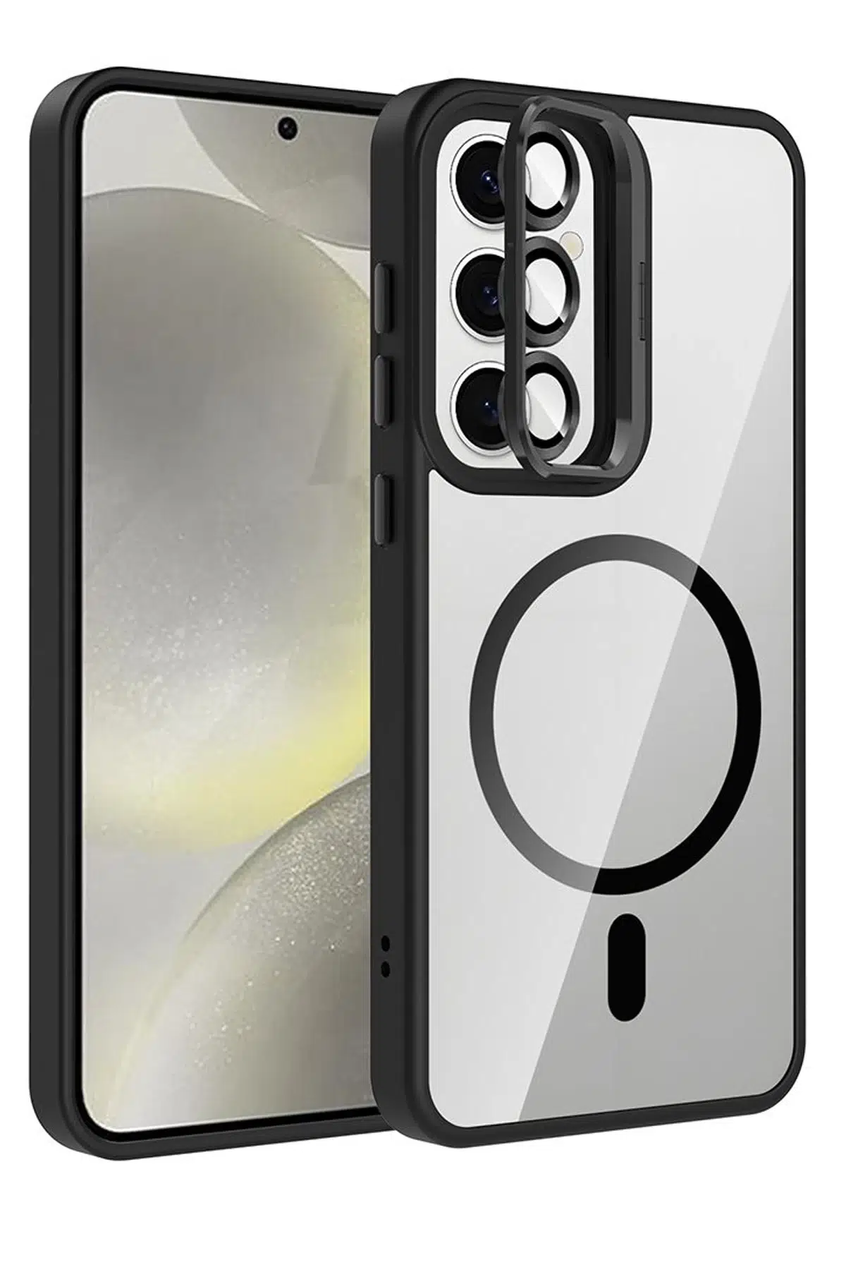 Samsung Galaxy S24 FE Remim Lensli Magsafe Standlı Kapak - Siyah