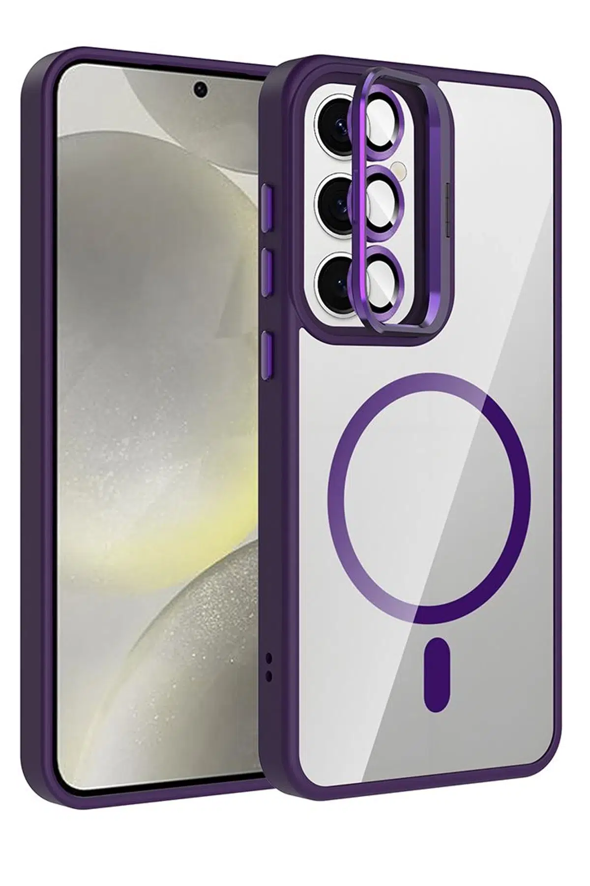 Samsung Galaxy S25 Remim Lensli Magsafe Standlı Kapak - Derin Mor