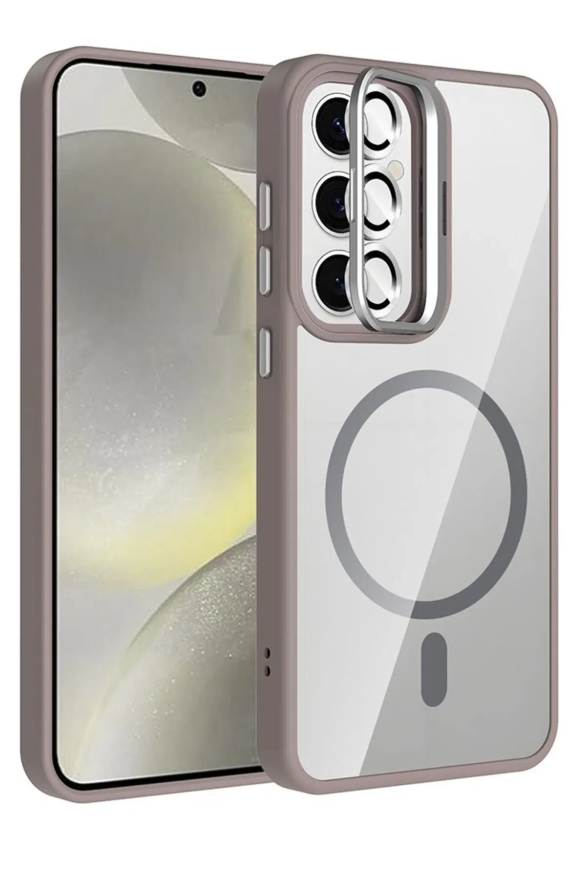 Samsung Galaxy S25 Remim Lensli Magsafe Standlı Kapak - Titan Gri