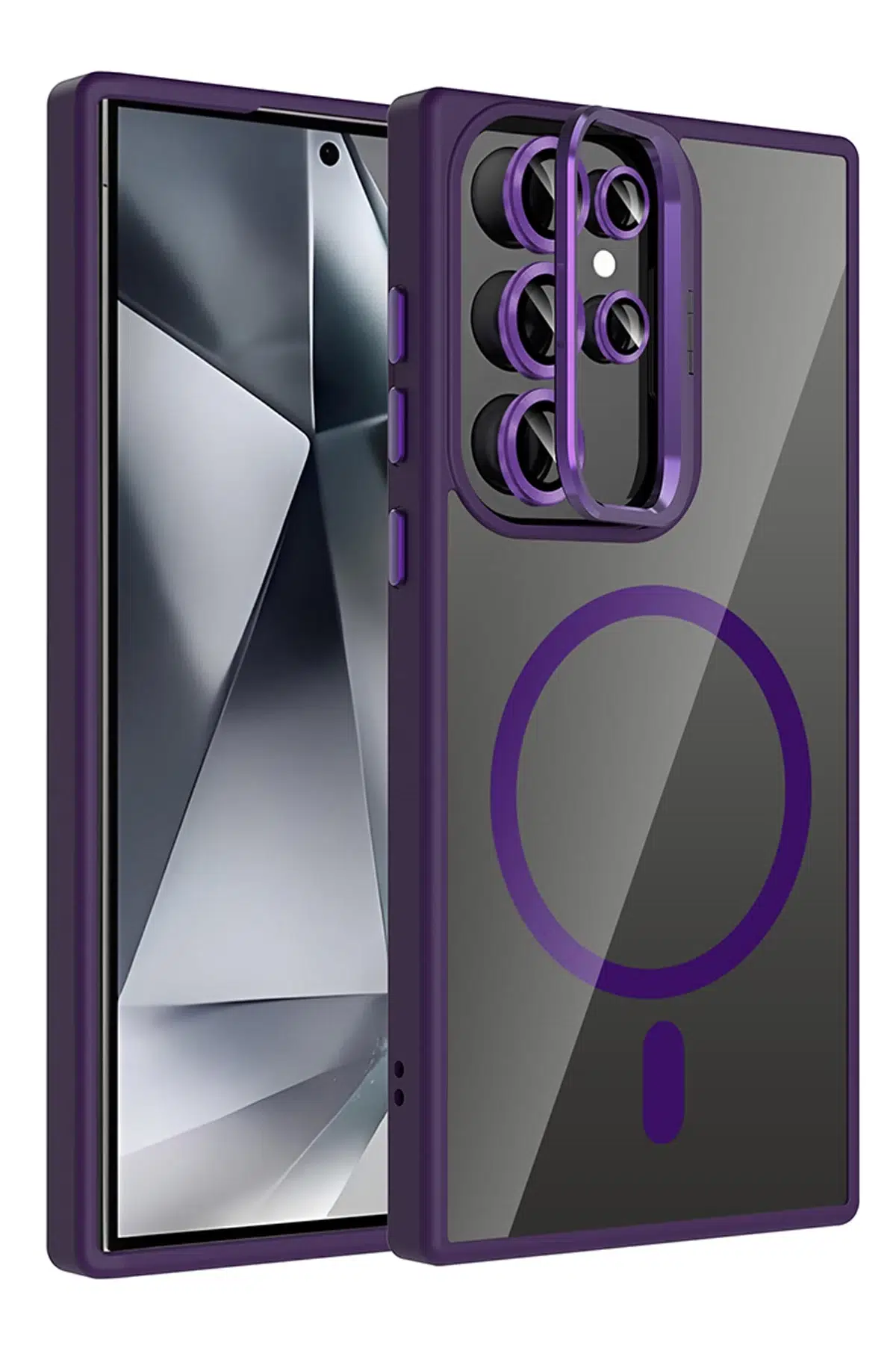 Samsung Galaxy S25 Ultra Remim Lensli Magsafe Standlı Kapak - Derin Mor