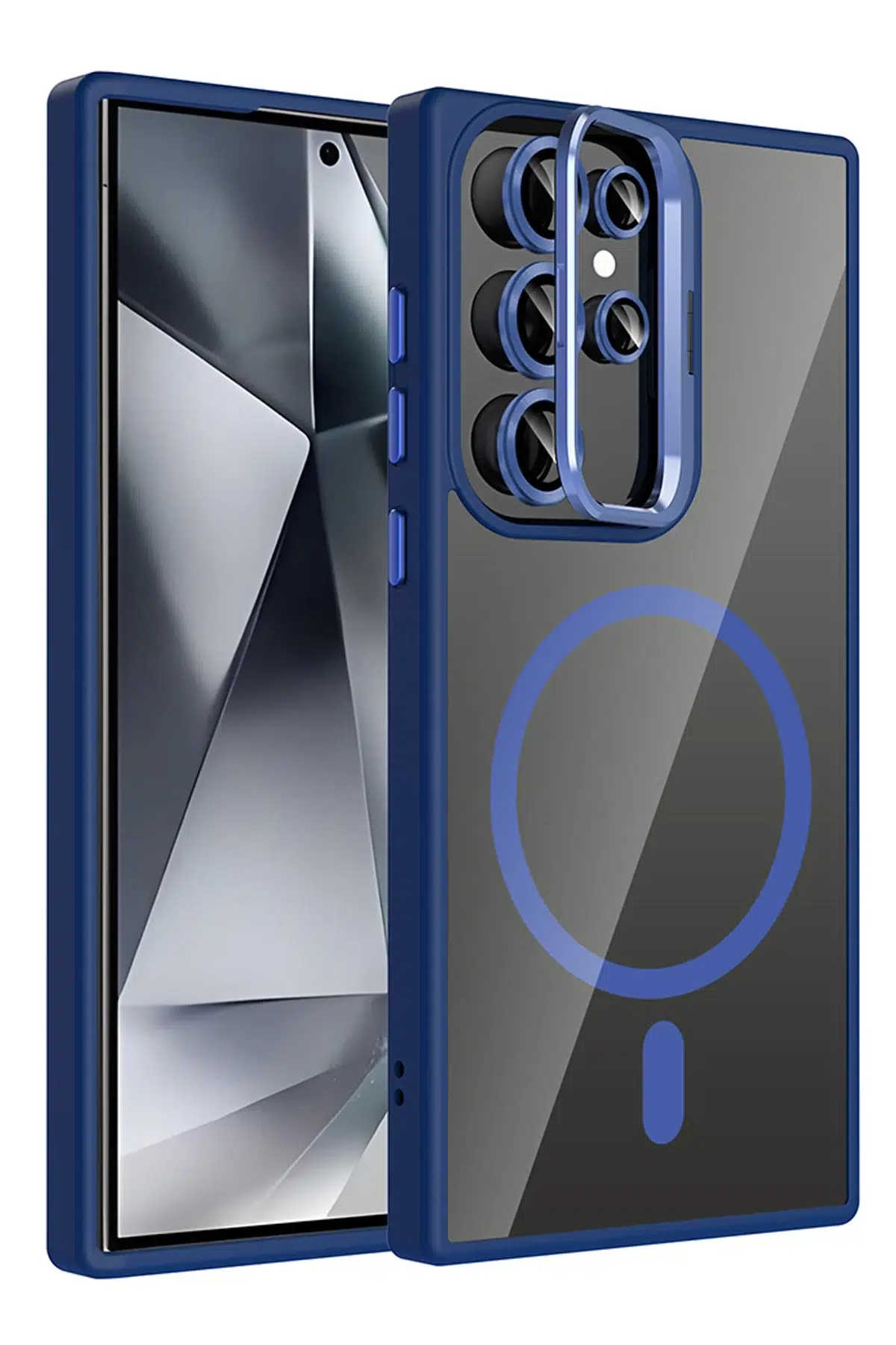 Samsung Galaxy S25 Ultra Remim Lensli Magsafe Standlı Kapak - Lacivert
