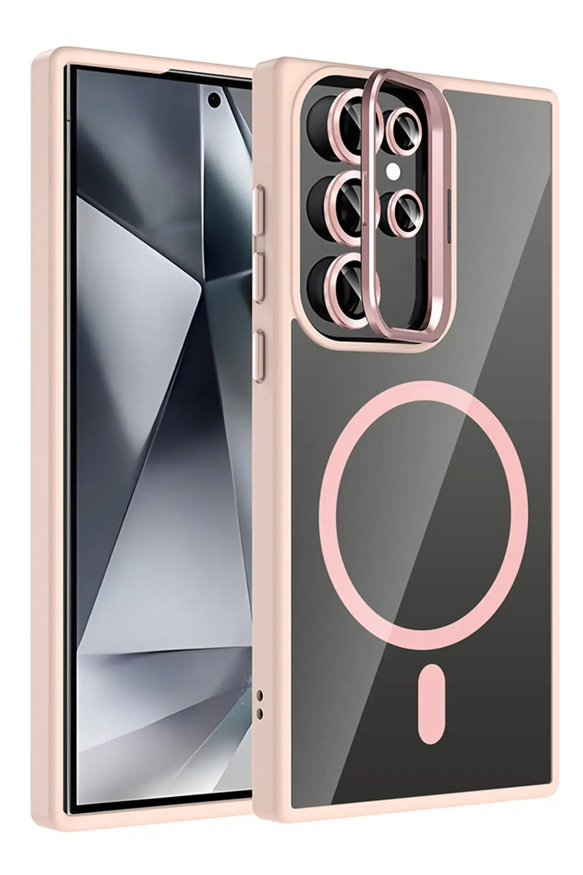 Samsung Galaxy S25 Ultra Remim Lensli Magsafe Standlı Kapak - Pembe