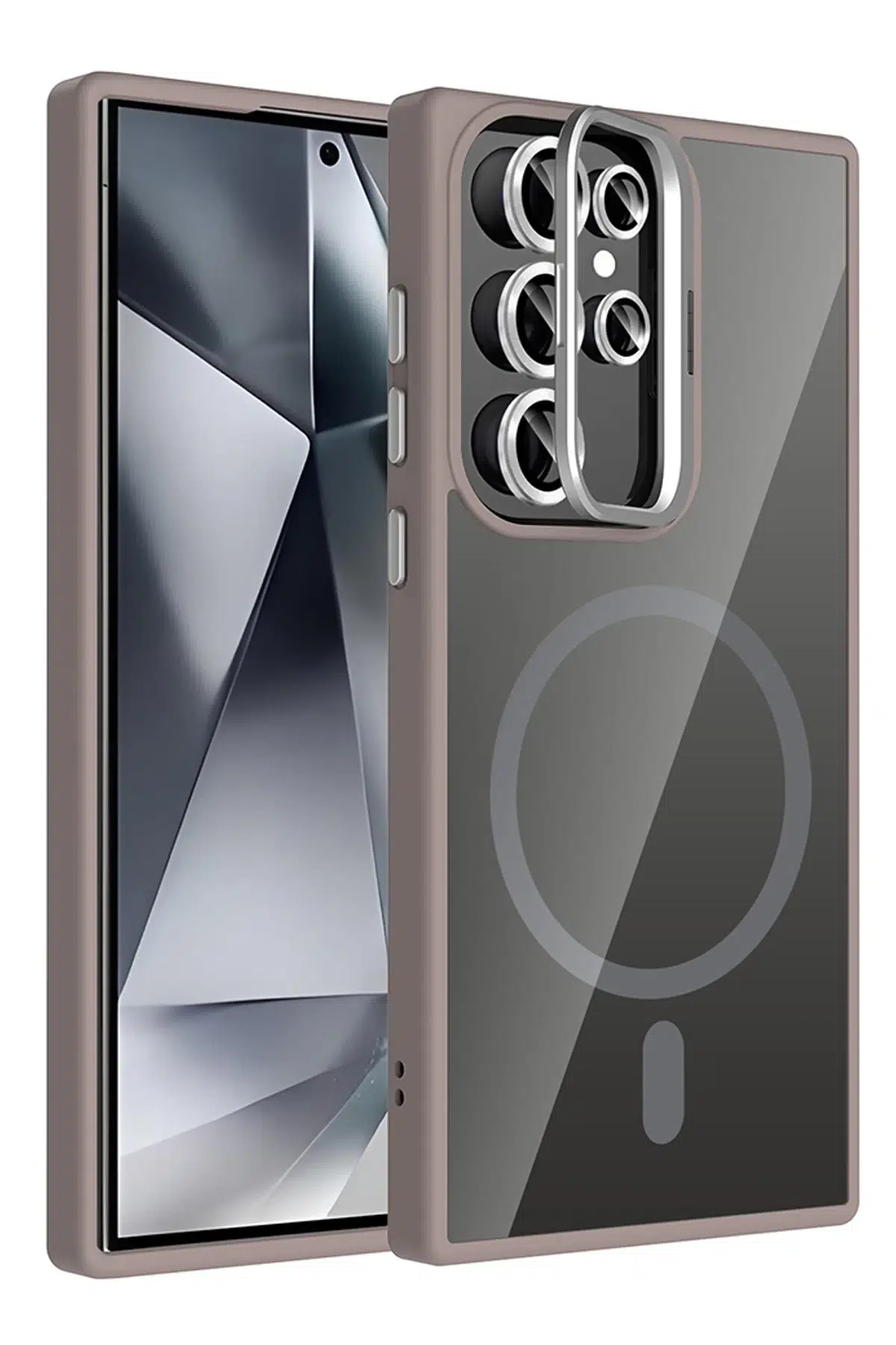 Samsung Galaxy S25 Ultra Remim Lensli Magsafe Standlı Kapak - Titan Gri