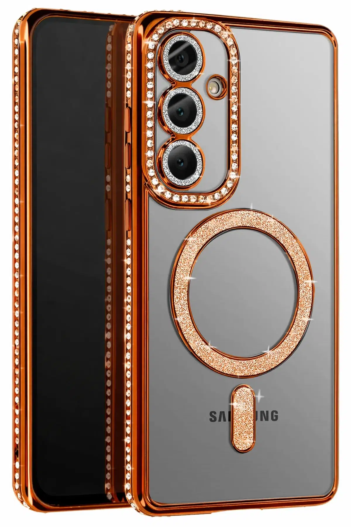 Fuchsia Samsung Galaxy S26 ile Uyumlu Joke Simli Magneticsafe Kılıf - Turuncu