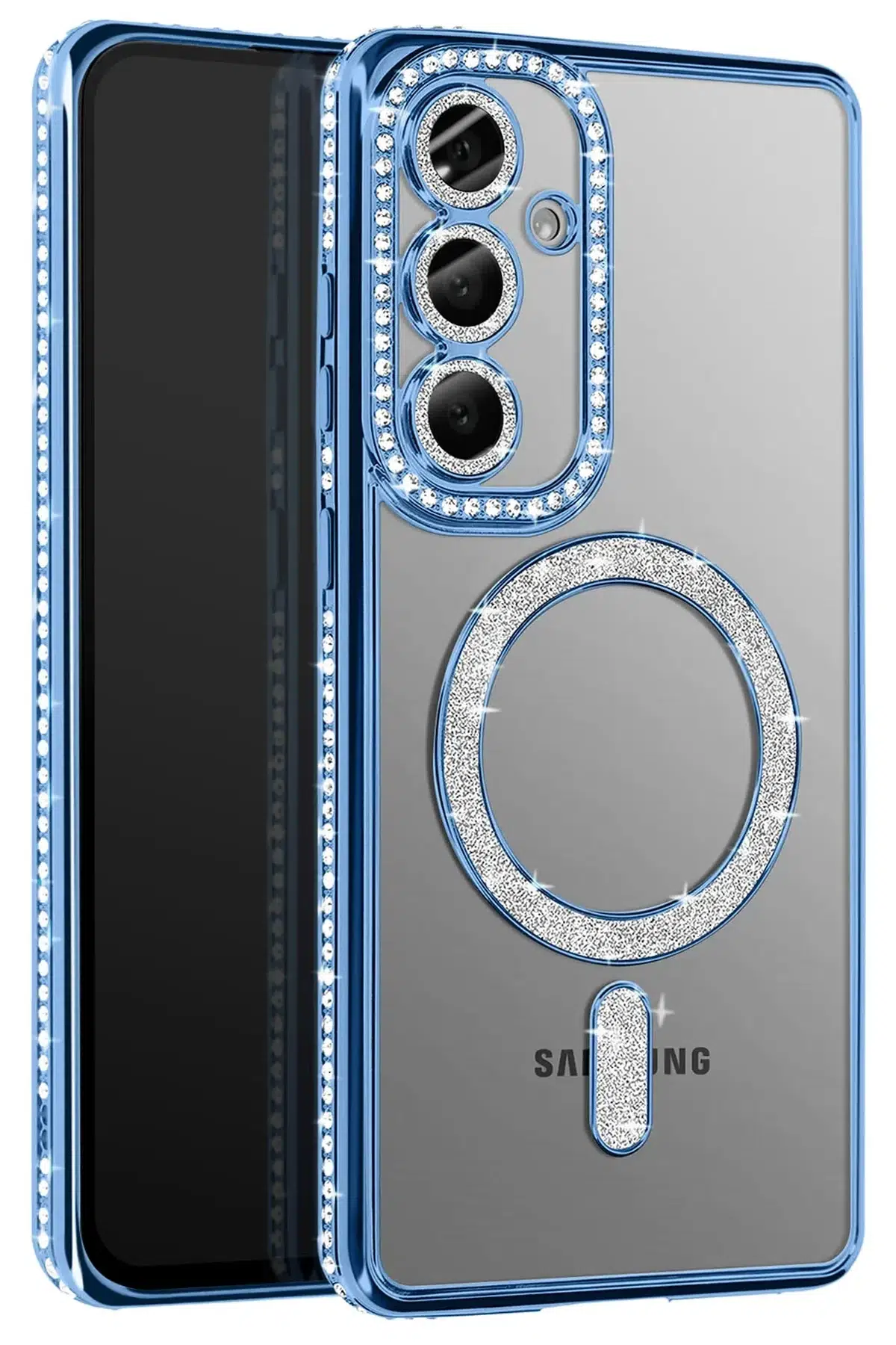 Fuchsia Samsung Galaxy S26 Plus ile Uyumlu Joke Simli Magneticsafe Kılıf - Mavi