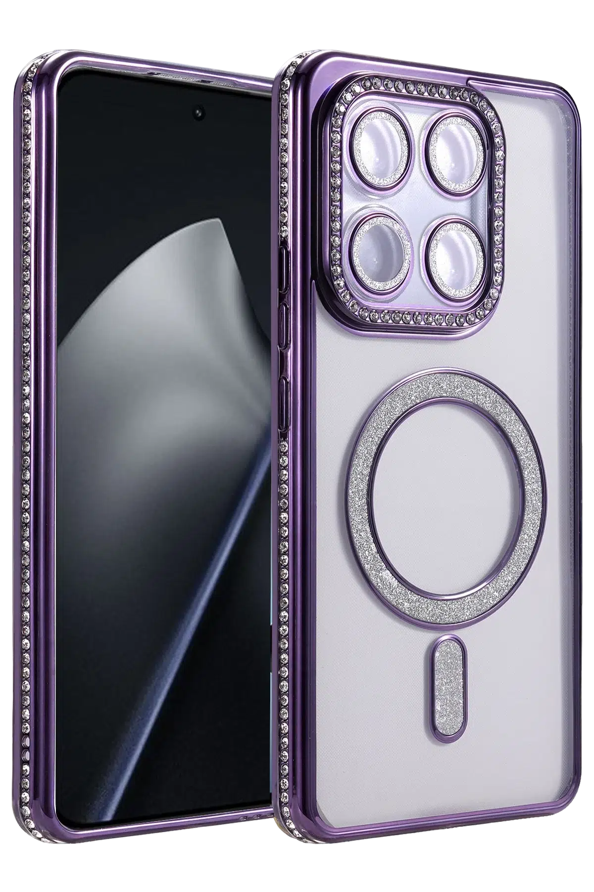 Fuchsia Xiaomi Mi 15T Pro ile Uyumlu Joke Simli Magneticsafe Kılıf - Derin Mor