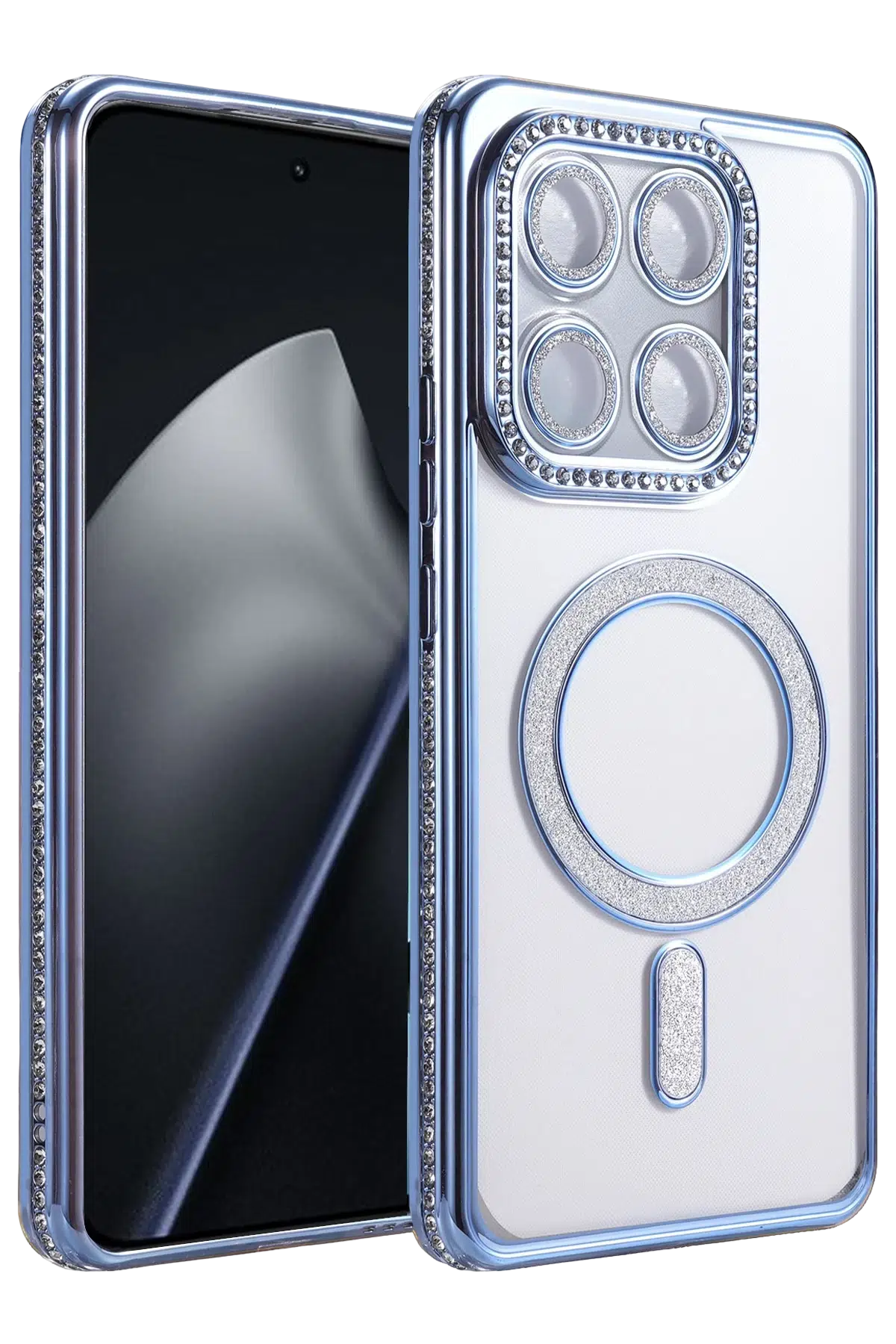 Fuchsia Xiaomi Mi 15T Pro ile Uyumlu Joke Simli Magneticsafe Kılıf - Mavi