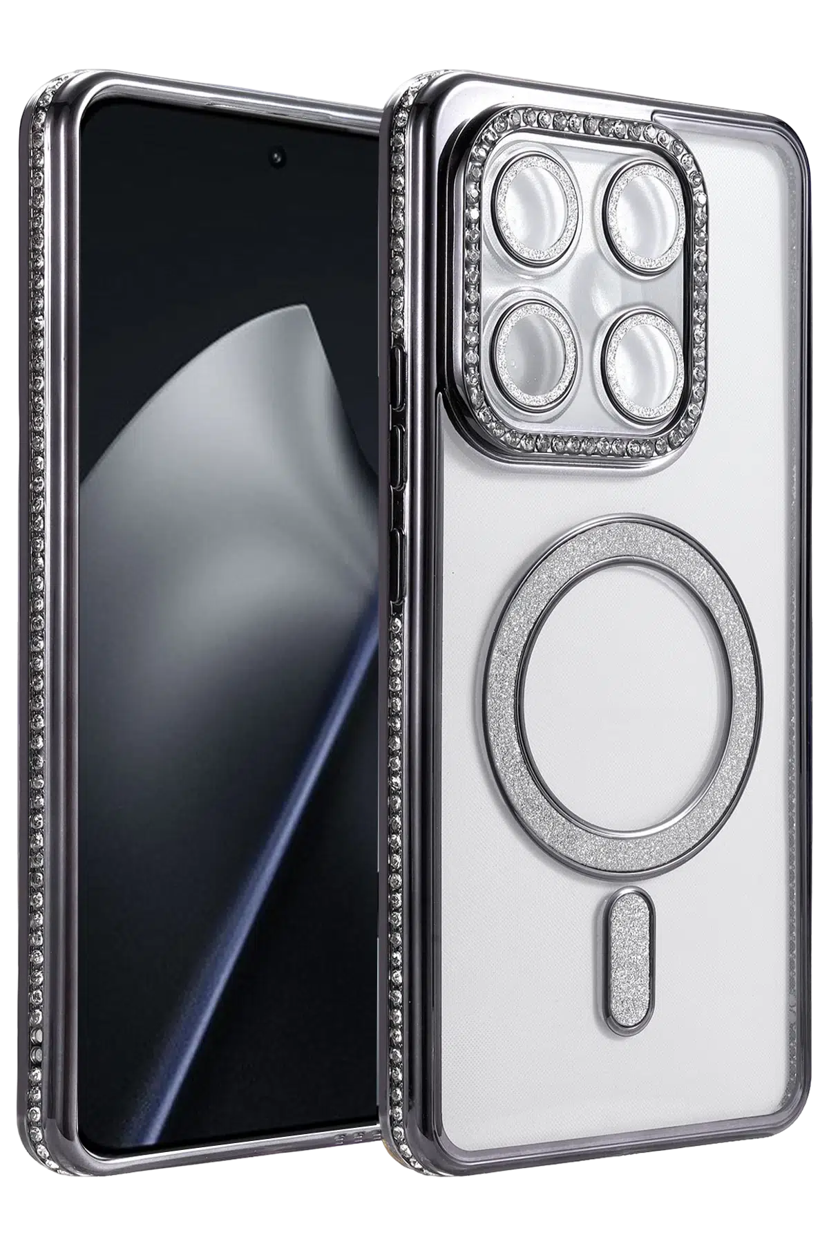 Fuchsia Xiaomi Mi 15T Pro ile Uyumlu Joke Simli Magneticsafe Kılıf - Siyah