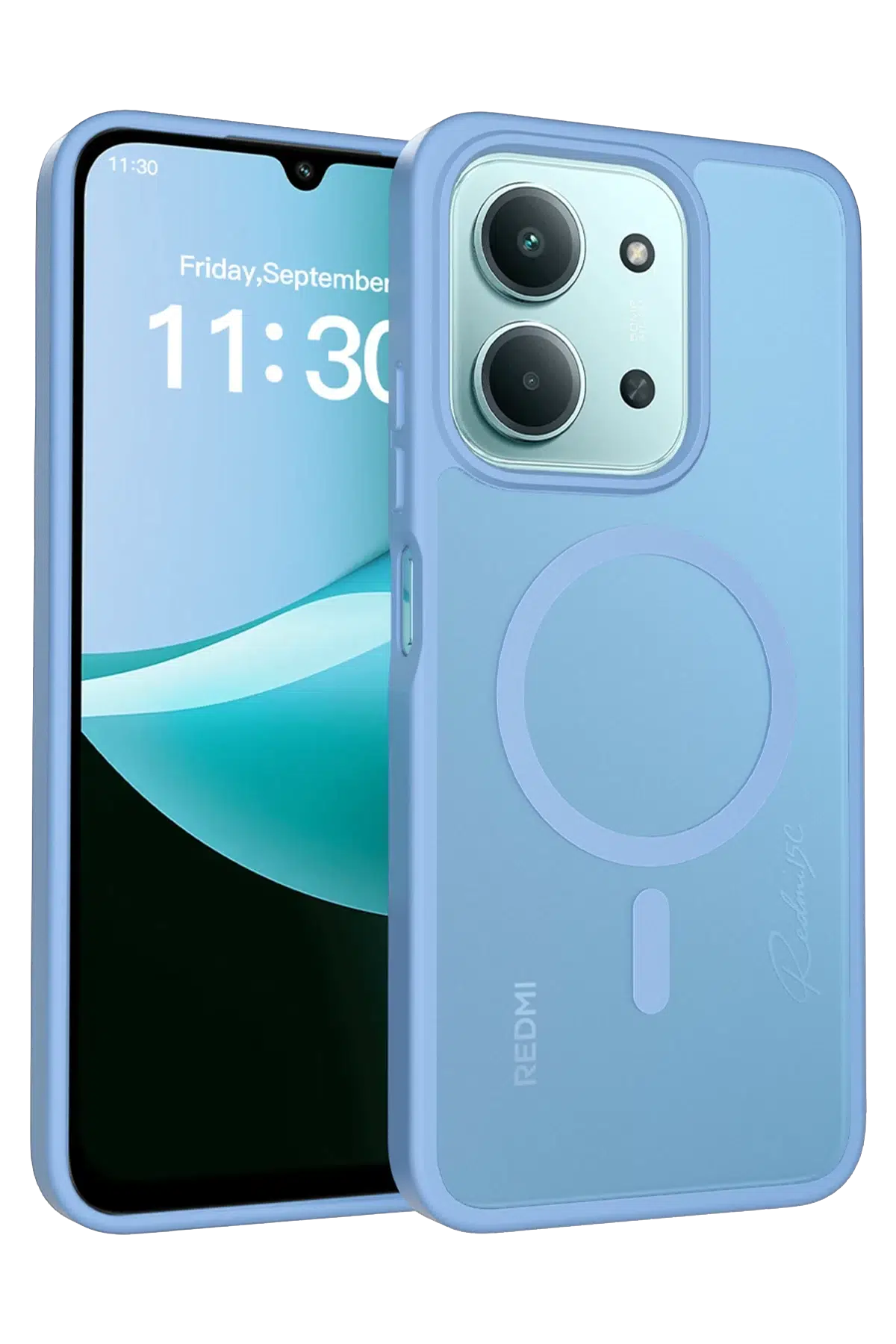 Fuchsia Xiaomi Redmi 15C 4G ile Uyumlu Jota Kablosuz Şarj Özellikli Kapak - Açık Mavi