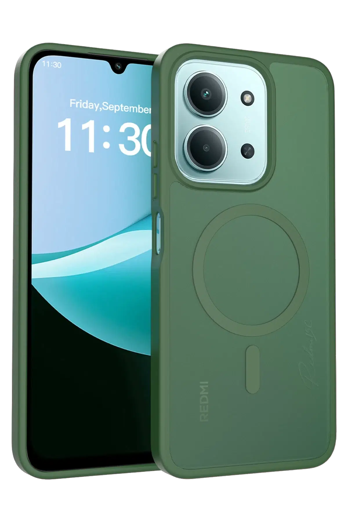 Fuchsia Xiaomi Redmi 15C 4G ile Uyumlu Jota Kablosuz Şarj Özellikli Kapak - Koyu Yeşil