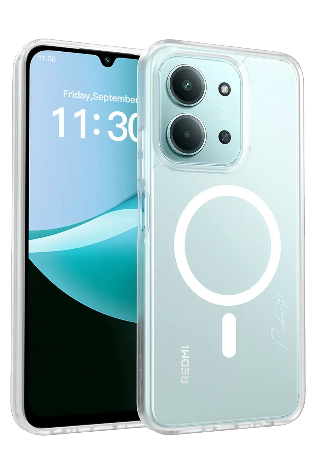 Fuchsia Xiaomi Redmi 15C 4G ile Uyumlu Jota Kablosuz Şarj Özellikli Kapak - Şeffaf